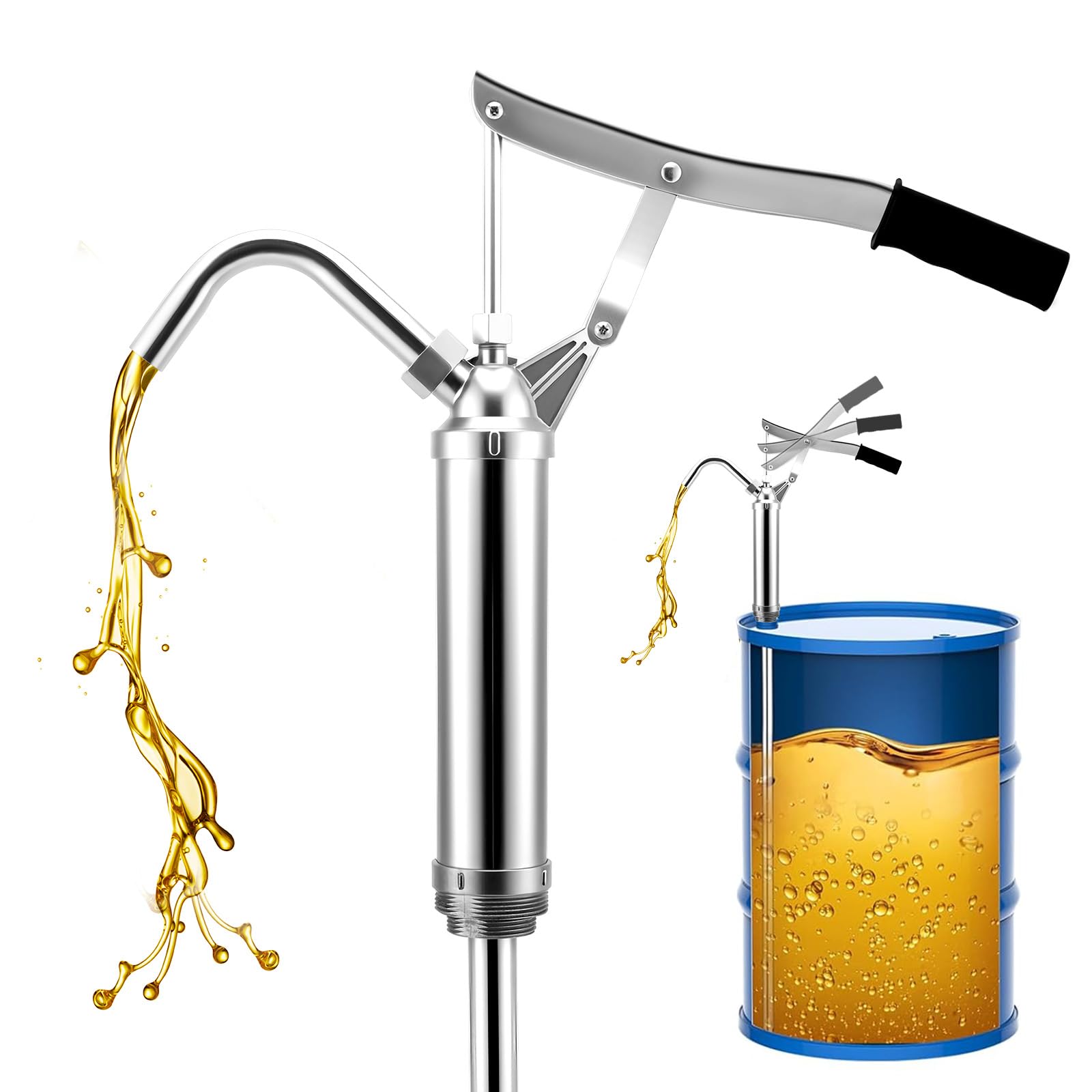 Pompa a mano per fusti Benzina,pompa per benzina per taniche da 55 galloni,pompa per olio per trasmissioni in acciaio al carbonio,pompa a leva per fusti Pompa per olio motore,olio idraulico e diesel