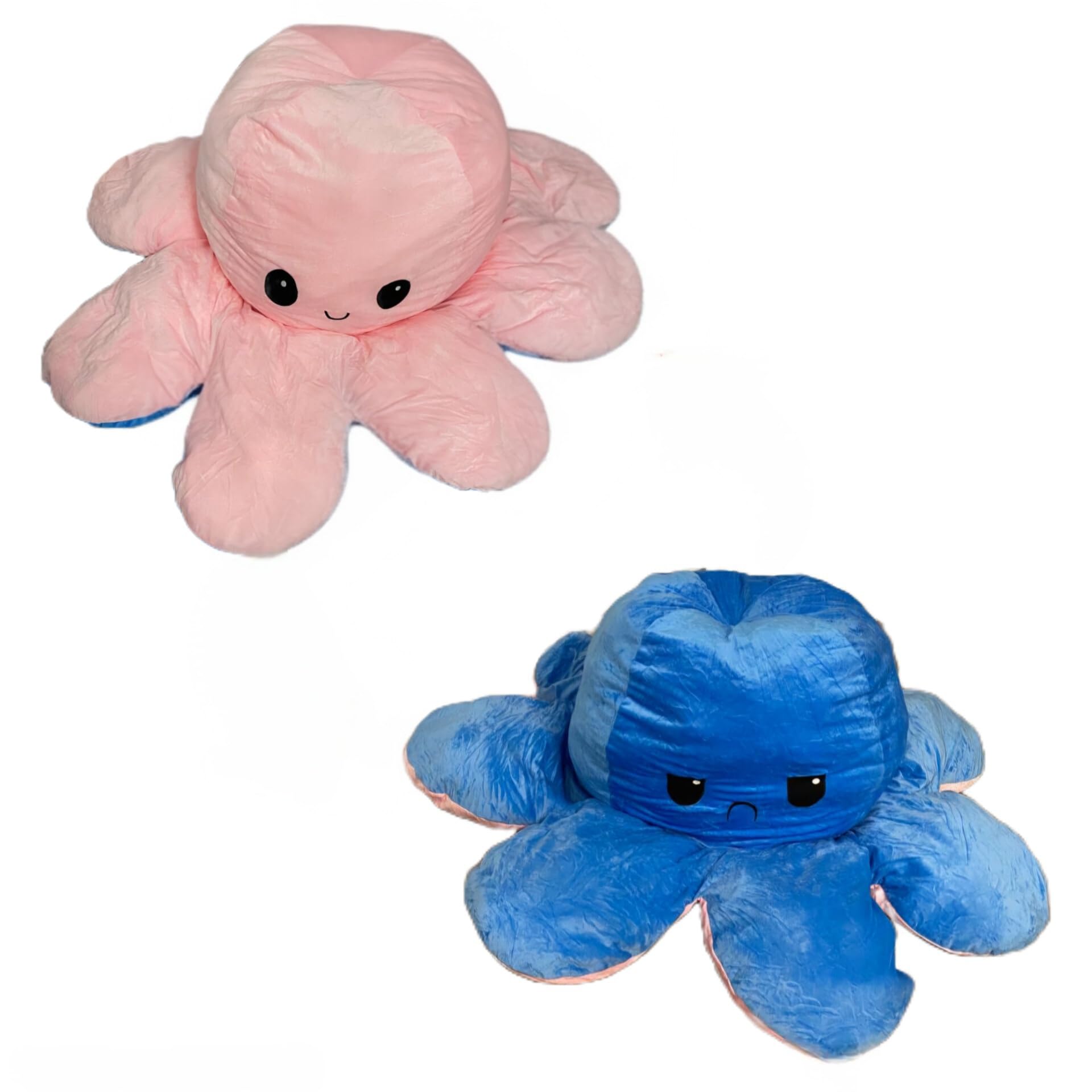 Large Reversible Octopus Plush Toy, Double-Sided Mood Plushie, Pink/Dark Blue, Large Size, PP Cotton Filled, Ages 3+ (160cm)