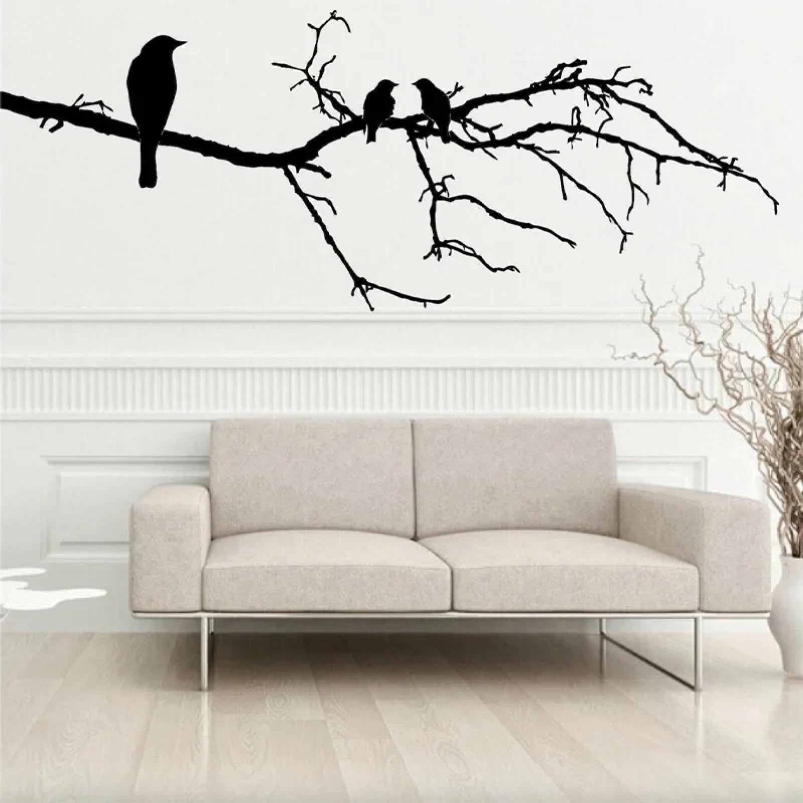 YOUOUSI Natural Decals of Birds on Tree Branches, wall Decals of Tree Trunks, Home Decor, Living Room, Bedroom, Interior wall Art Decals.