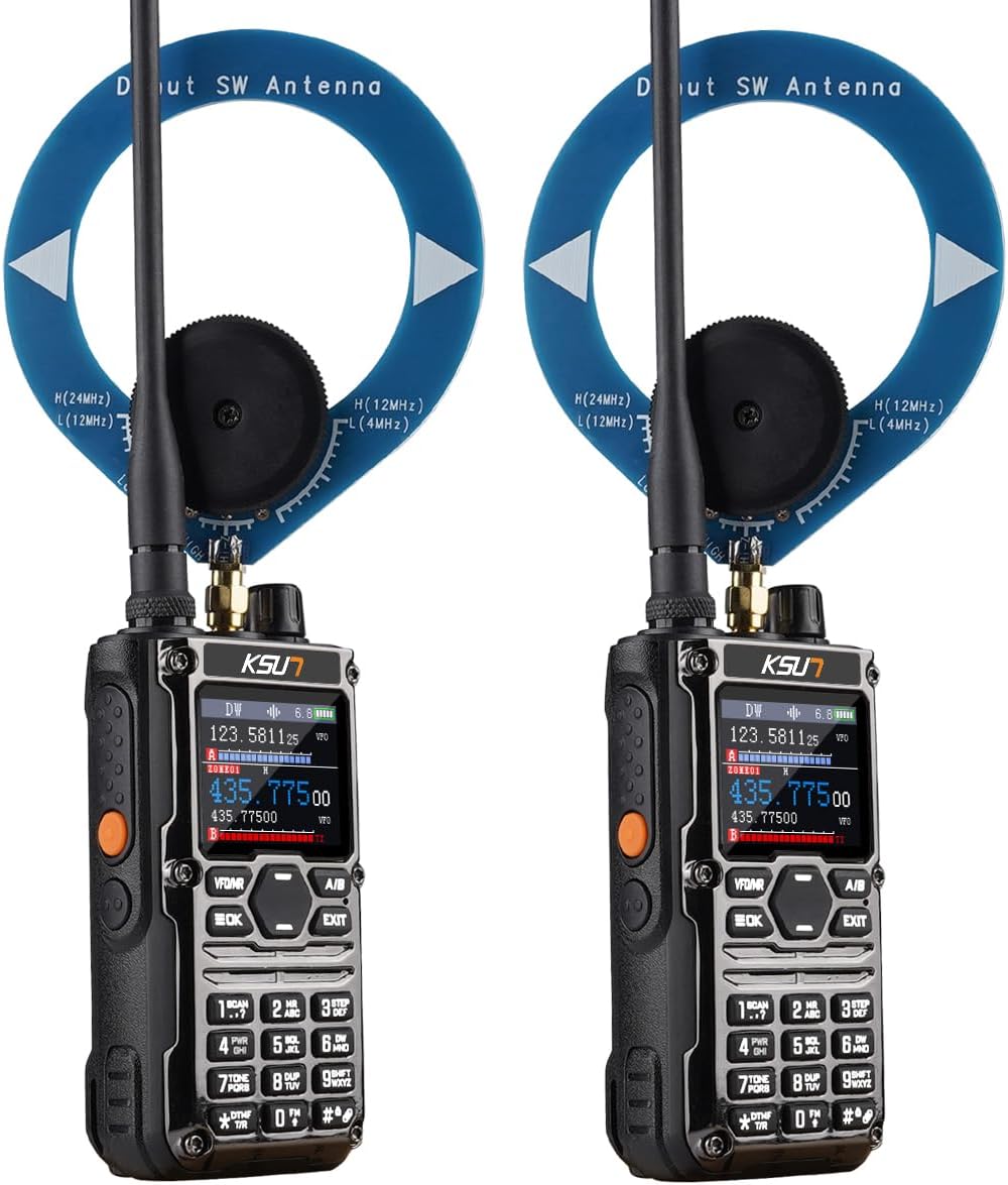 KSUN Handheld Ham Radio CB SSB HF Portable Radios Smart APP Programming Screen with Blue/Red Shortwave Antenna for Hiking, Security, Rescue HF123D (1 Pack)