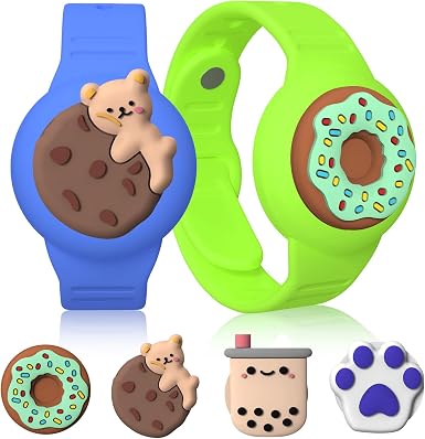2pack airtag bracelet cute cartoon diy air tag wristband adjustable hidden air tag holder for air tag 2021 soft silicone anti lost watch band air ta