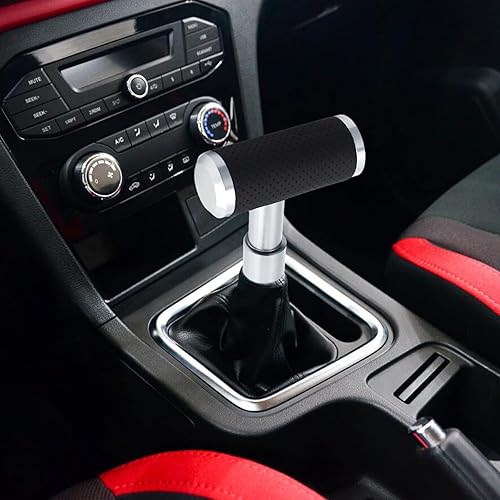 Miniatura 10 de Arenbel Pomo de palanca de cambios de aleación de 4 pulgadas, palanca de cambios manual pesada para automóvil con cubierta de cuero, se adapta a la