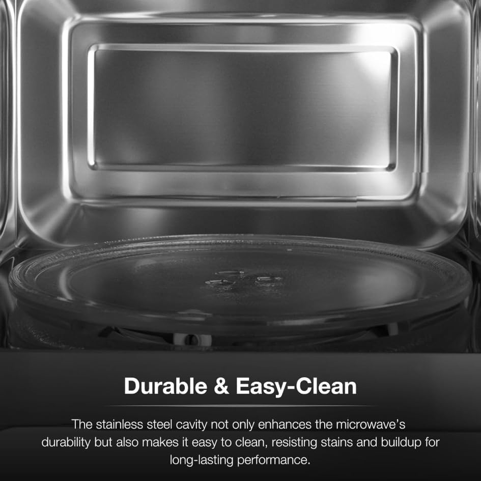 Hyundai 800W 20L Black Digital Microwave, Stainless Steel Interior, 11 Power Levels, Automatic Defrost, 6 Auto Cook Modes, Clock and Timer, Digital Controls, Easy Clean & Child Lock