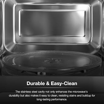 Hyundai 800W 20L Black Digital Microwave, Stainless Steel Interior, 11 Power Levels, Automatic Defrost, 6 Auto Cook Modes, Clock and Timer, Digital Controls, Easy Clean & Child Lock