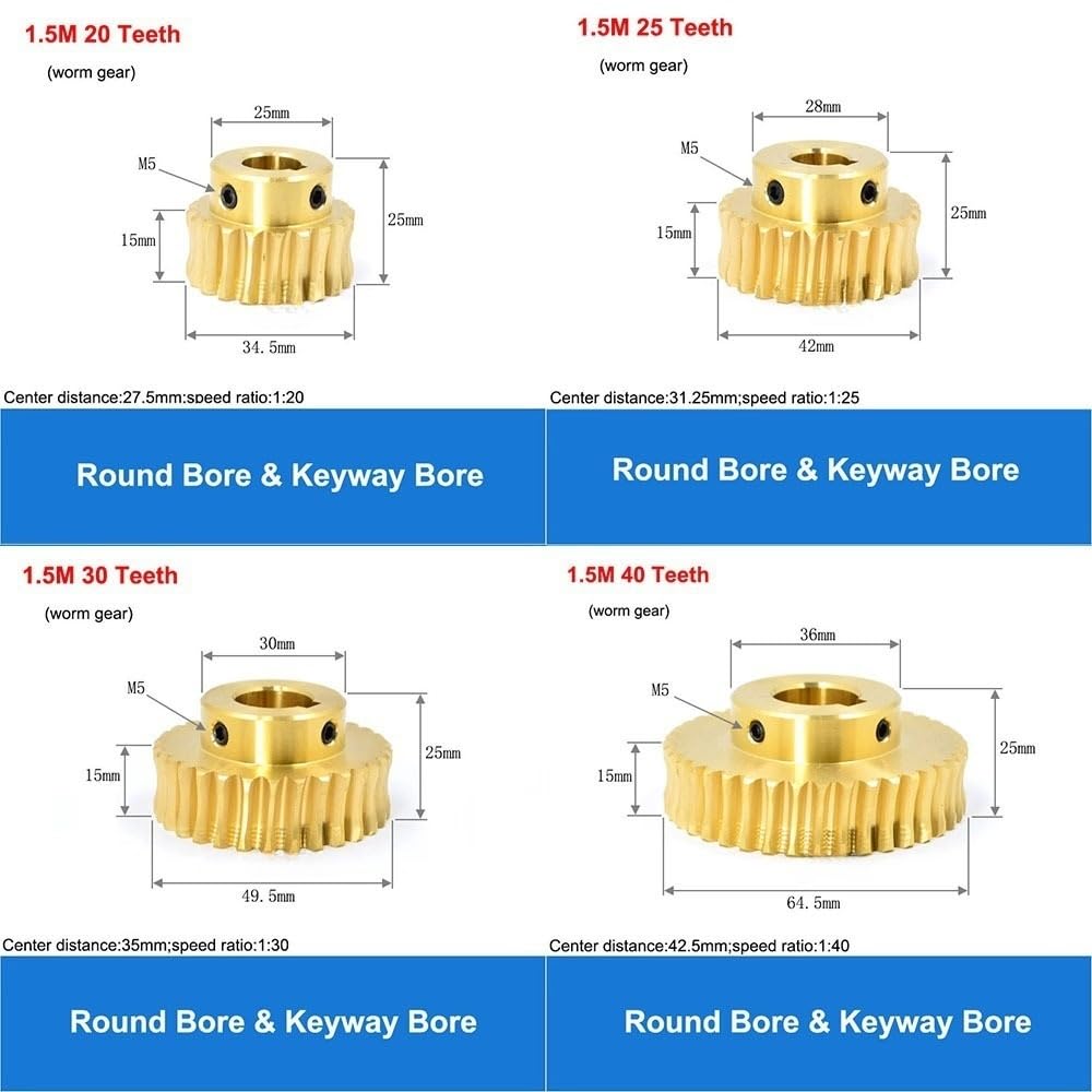 1 ruota elicoidale in ottone da 30/40 denti, barra elicoidale in acciaio da 45 mm modulo 1,5, ingranaggio in ottone con foro tondo da 8 a 10 mm e foro for chiavetta(12MM*40)