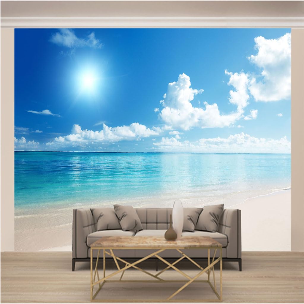 Papier peint panoramique haut de gamme effet 3D ocean bleu 200cm