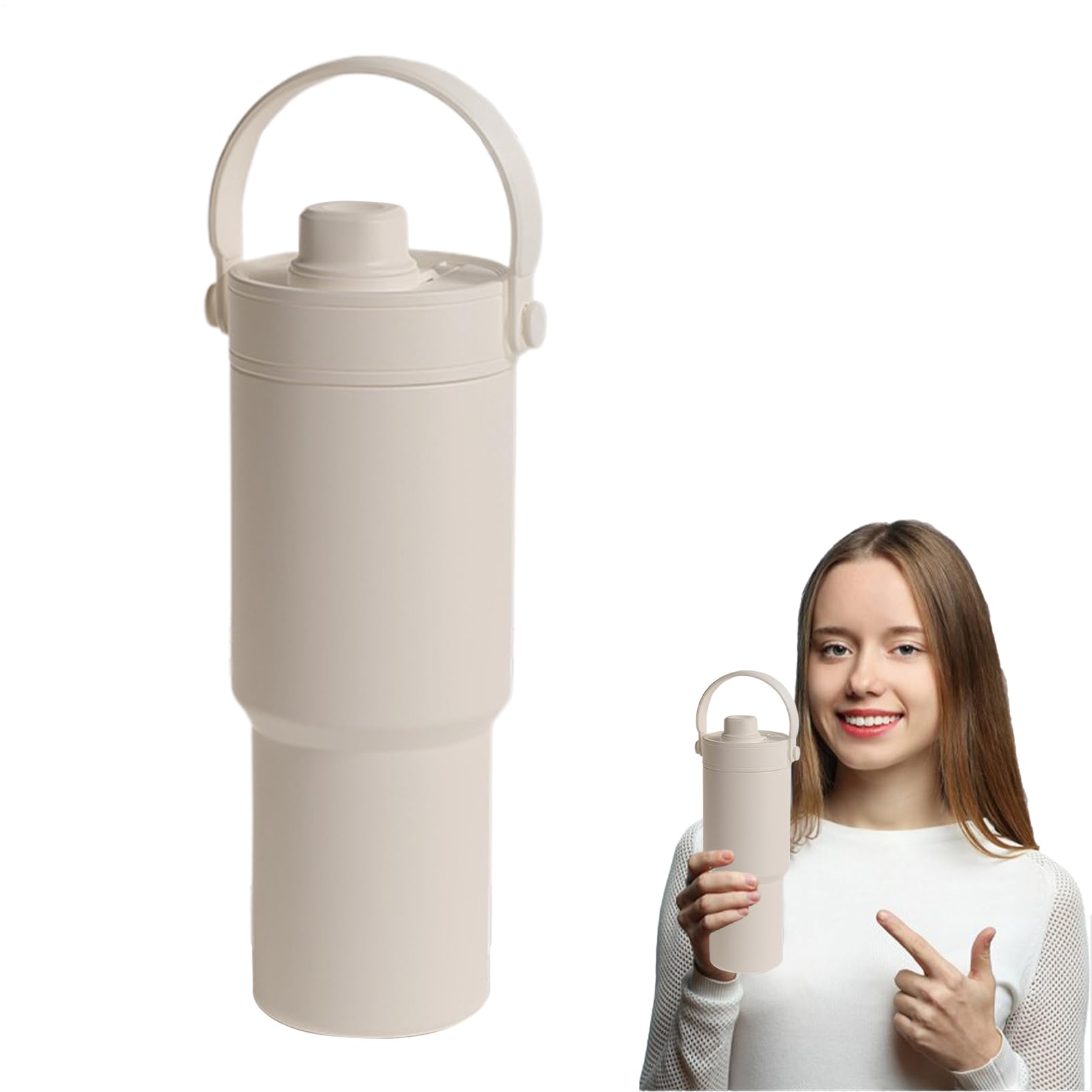 Botella Térmica 750 ml Taza de Viaje con Pajita