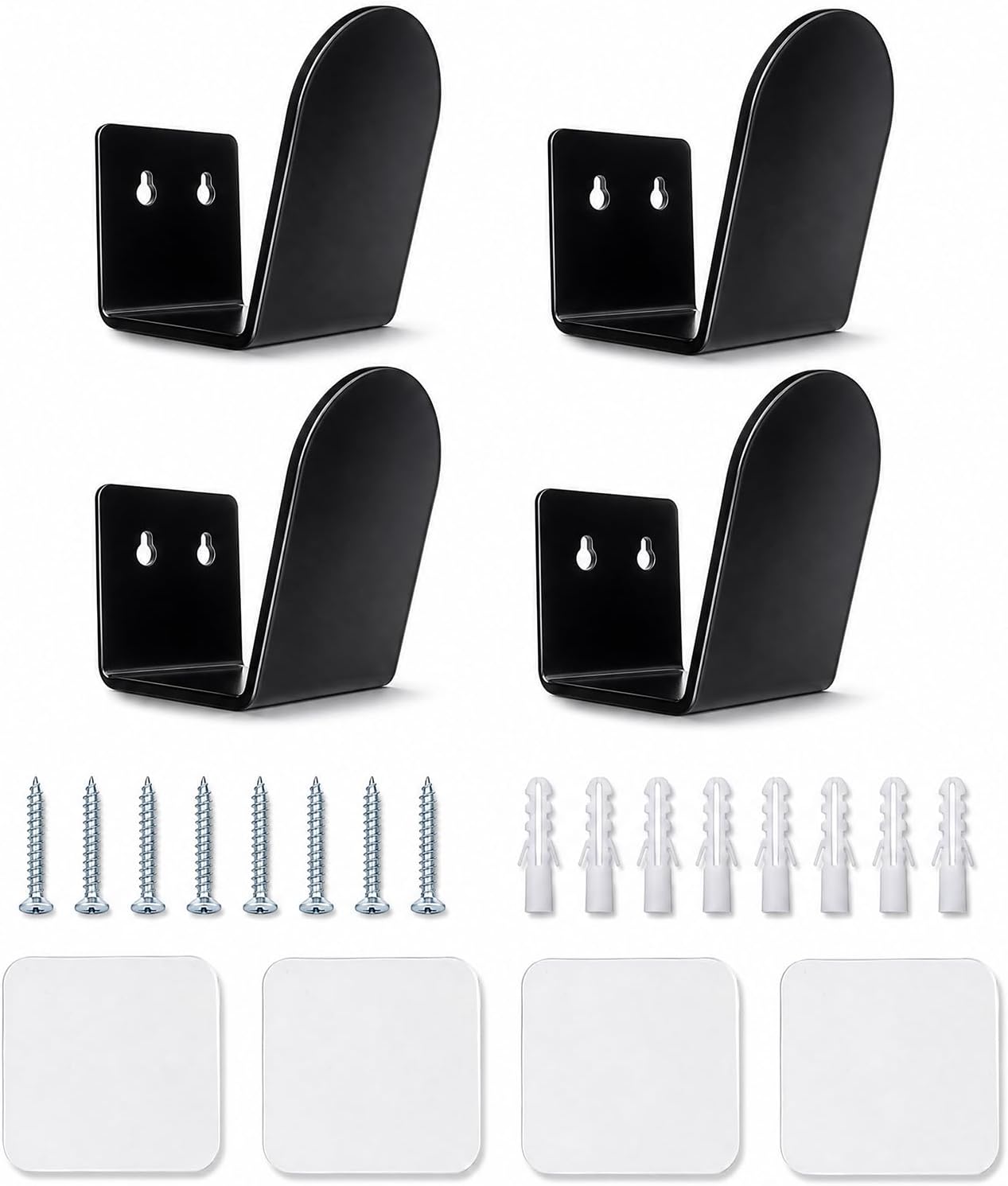 Baseball Glove Holder Wall Mount, U-Shaped Acrylic Baseball Glove Stand to Preserve Gloves Shape, Drill & Adhesive Install, Vertical Softball Display Case for Garage, Bedroom, Man Cave(4 Pack)
