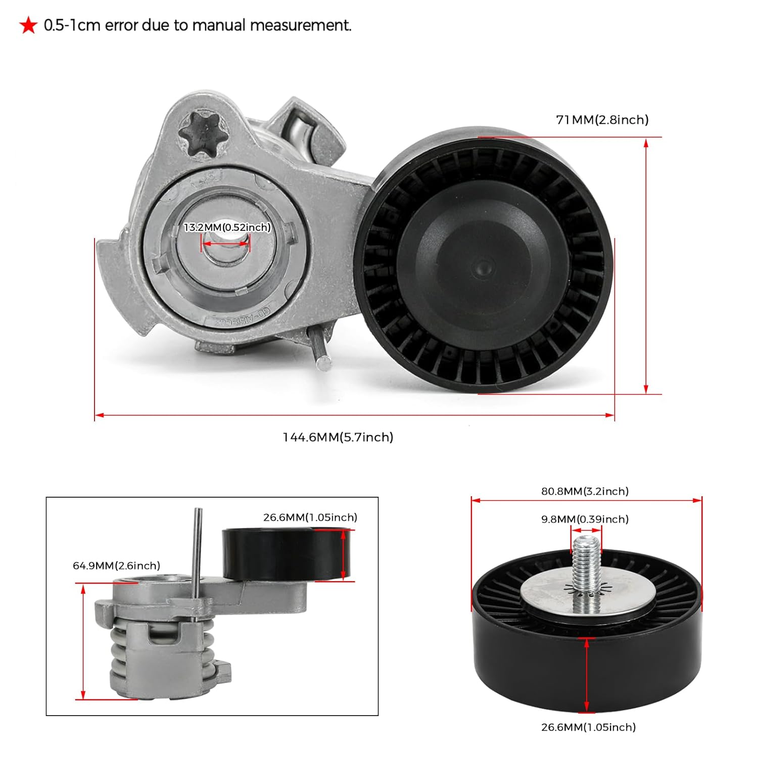 Serpentine Belt Drive Tensioner Pulley Kit Compatible with BMW 128i 325i 325xi 328xi 330i 330xi 525i 525xi 528i 528xi 530i 530xi X3 X5, 3.0L L6, 2006-2013#Replace ADK0022P