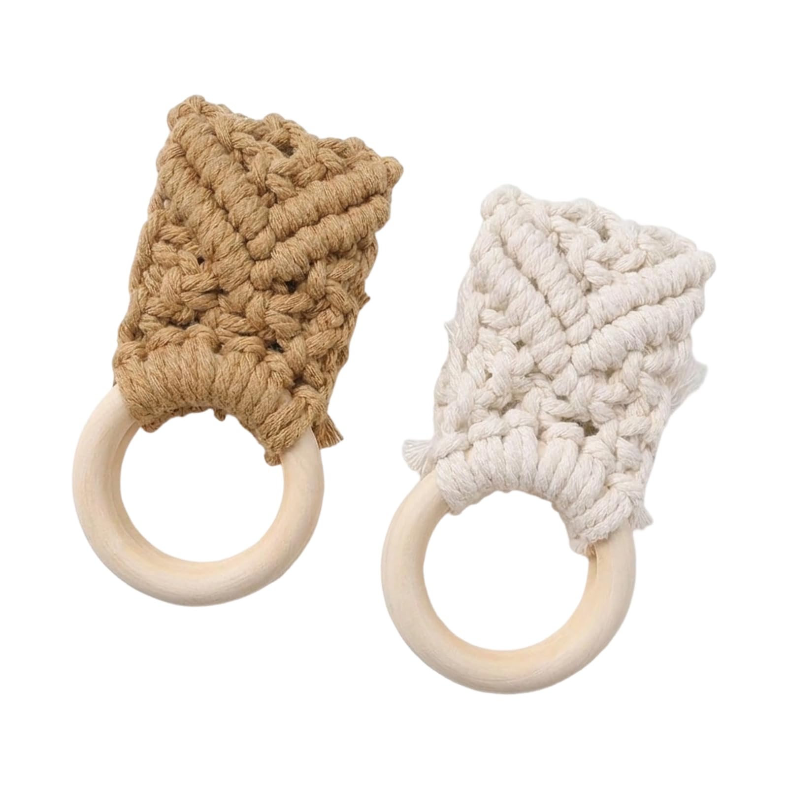APGLSXY Of Handcrafted Towel Hooks with Wood Base and Cotton Cord Bathroom Storage Solution Knit Towels Hanger Hand Crochet Towel Hoop