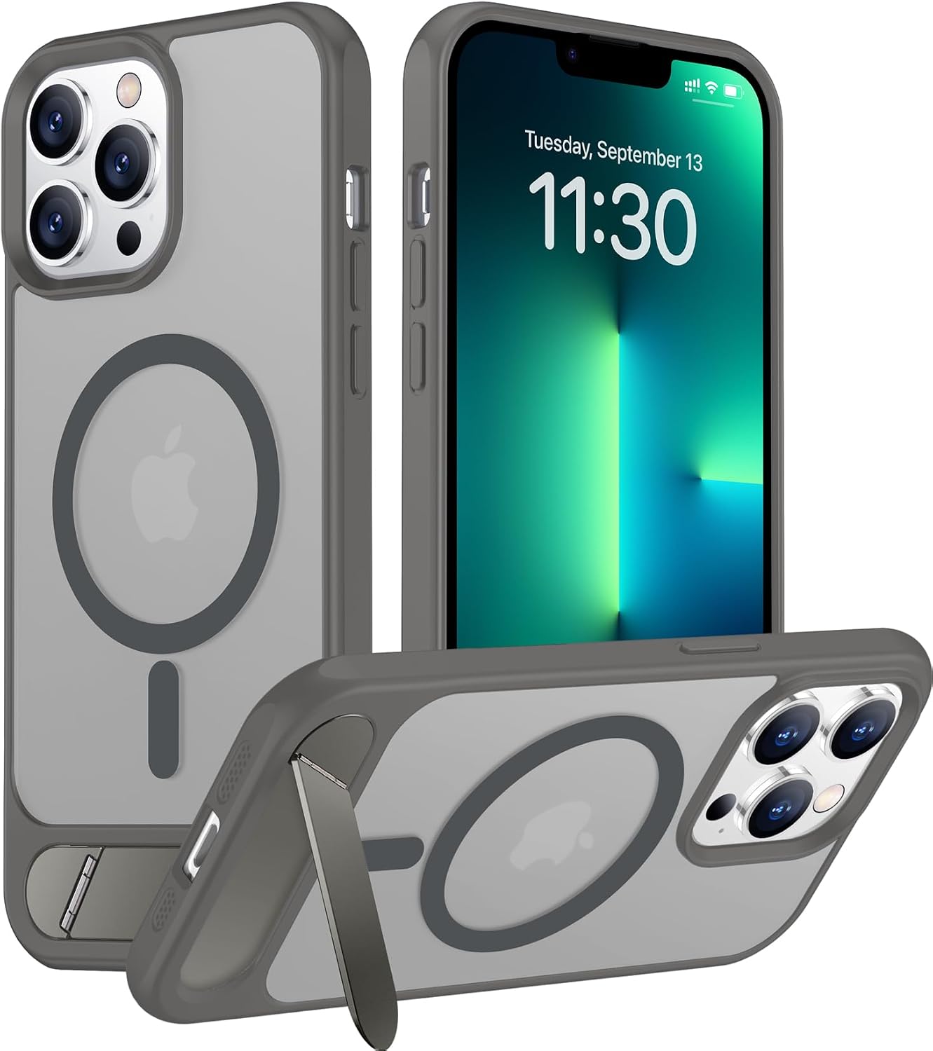 Magnetic Compatible with iPhone 13 Pro Max Case, [Built-in Invisible Kickstand][Compatible with MagSafe] [Military Grade Shockproof] Slim Translucent Matte Phone Case for iPhone 13 Pro Max 6.7"