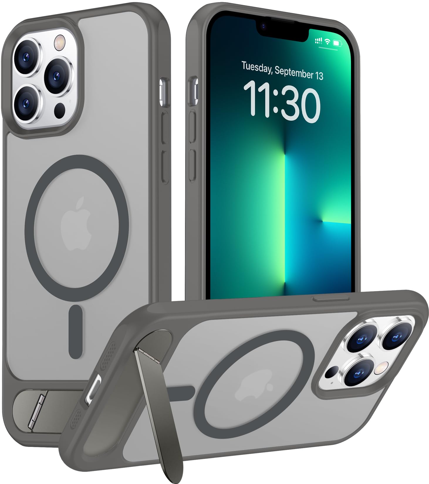 Temdan Magnetic Compatible with iPhone 13 Pro Max Case, [Built-in Invisible Kickstand][Compatible with MagSafe] [Military Grade Shockproof] Slim Translucent Matte Phone Case for iPhone 13 Pro Max 6.7"