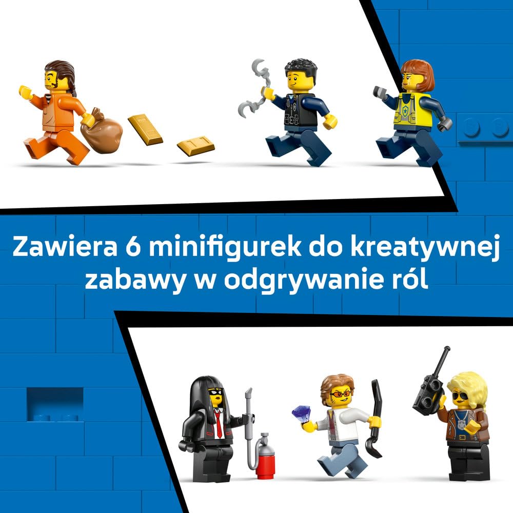 LEGO City Napad na policyjny pociąg 60508 | Pociąg dla dzieci, duży zestaw klocków konstrukcyjnych, prezent dla chłopca i dziewczynki 7+, Powered Up, 1313 elementów