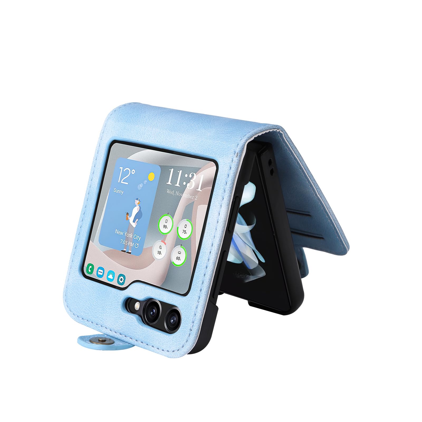 Amazon.co.jp: Samsung Galaxy Z Flip 6用レザーケース、レトロ 