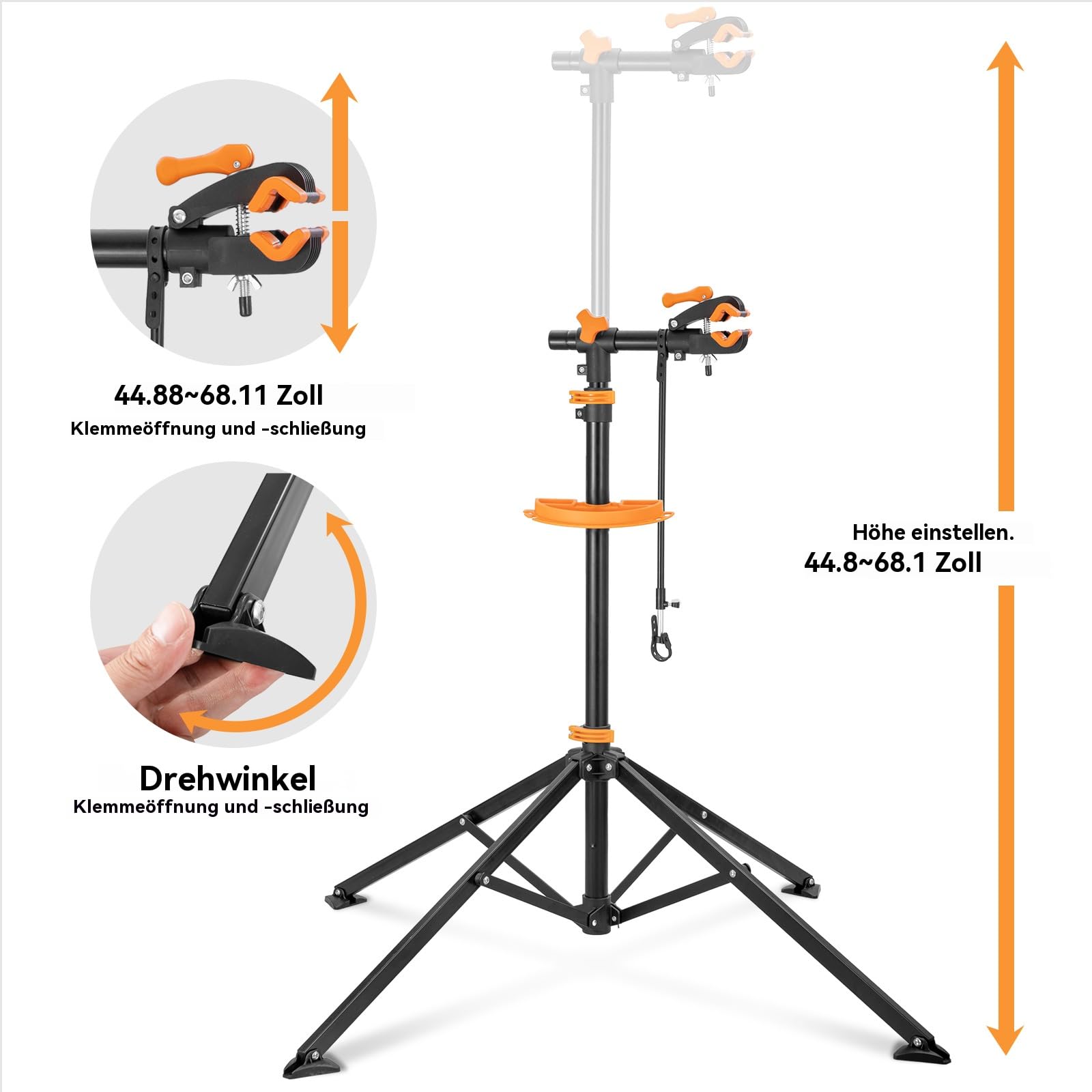 Fahrrad Montageständer für E-Bikes & MTB – 30kg Traglast – Stabiler Reparaturständer aus Aluminium, 360° Drehbar, Höhenverstellbar bis 170cm mit Werkzeugablage