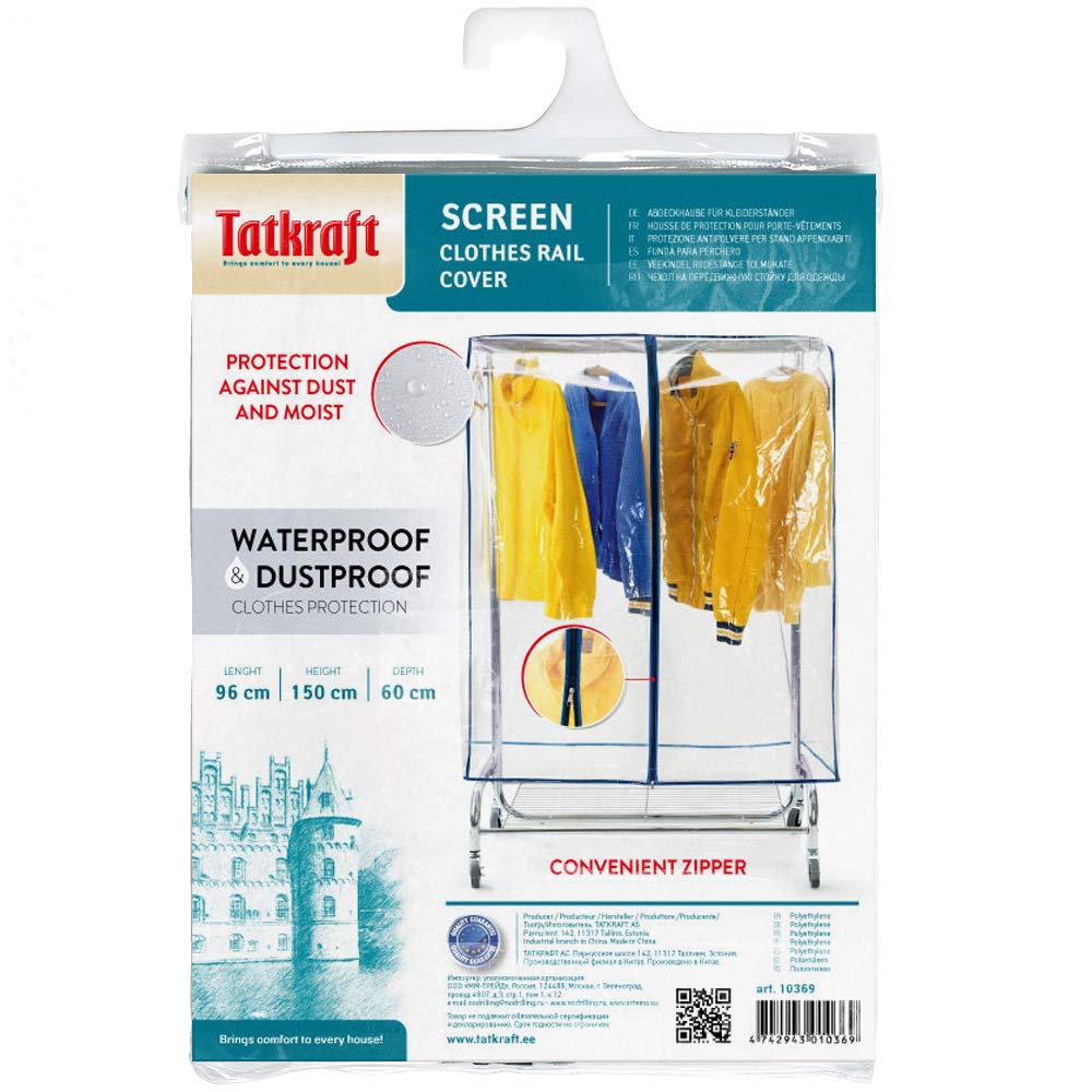 Tatkraft Screen Pantalla para Rieles de Ropa, Funda Protectora Que Protege la Ropa del Polvo y de la Suciedad, para Rieles de Ropa de 150 cm de Largo