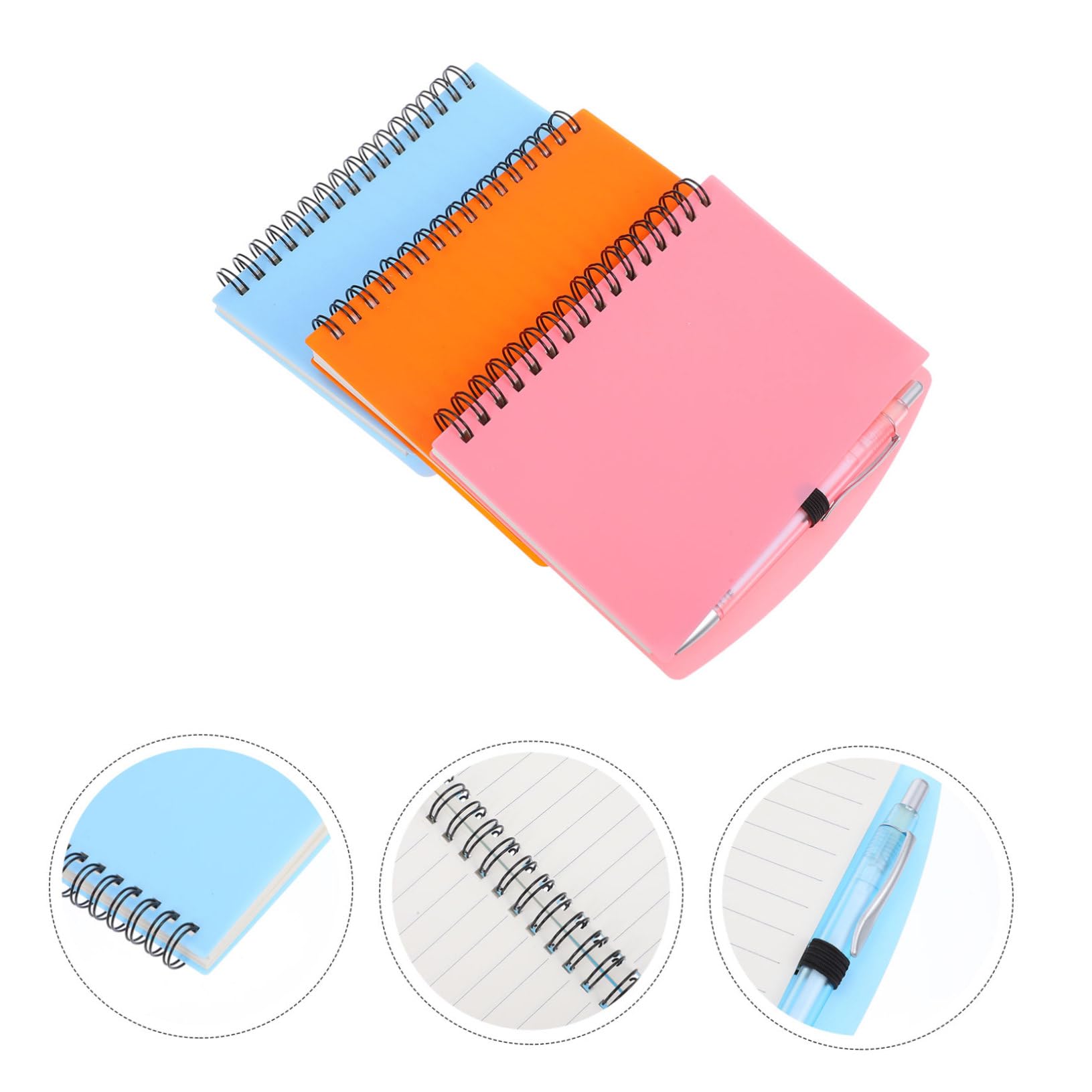Housoutil Cuaderno Organizador de Espiral, 3 Cuadernos de Notas para Estudiantes y Trabajo, Papel 3 Bolígrafos, Fácil de Llevar