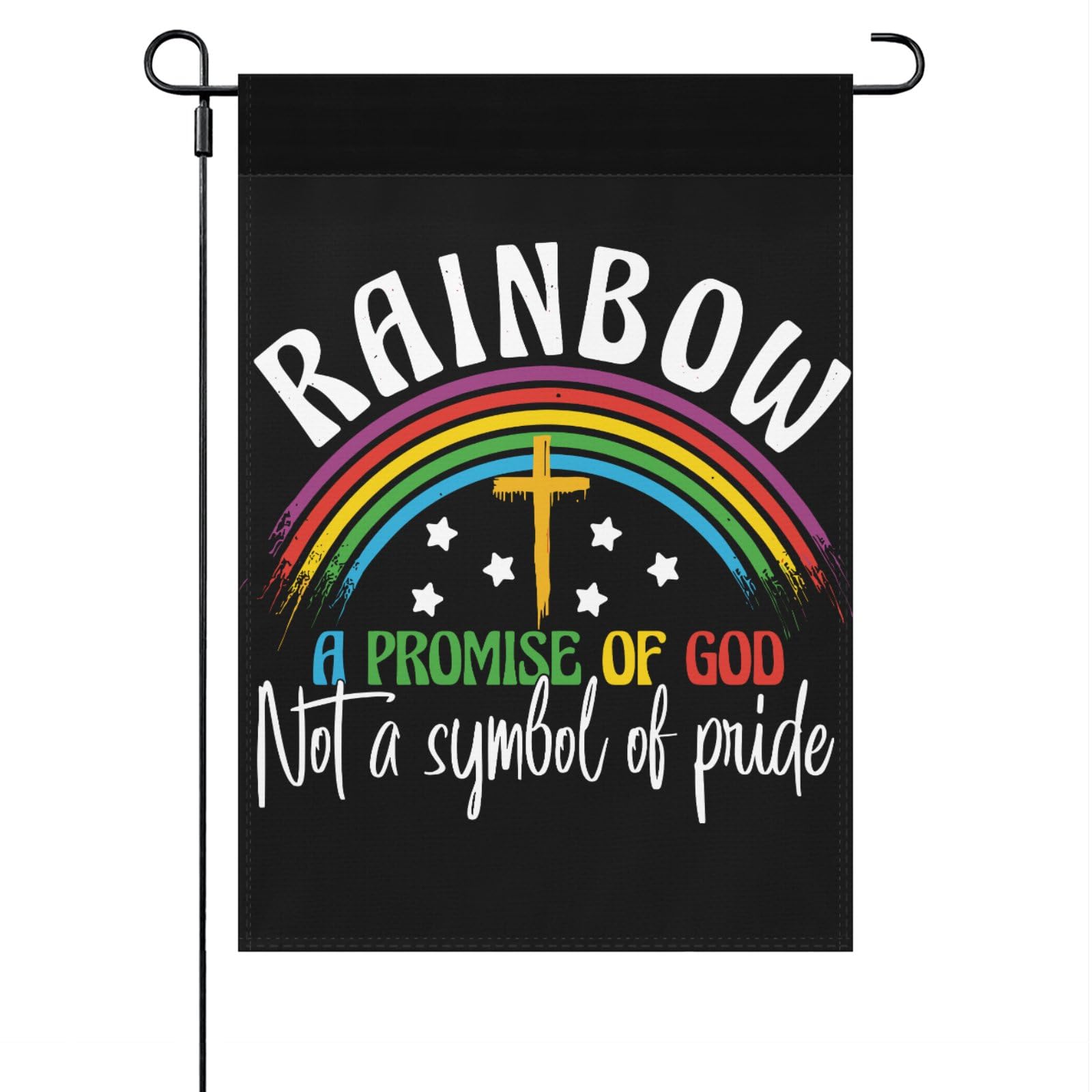 Rainbow A Promiseds Of God Not A Symbol Of Prider Outdoor Flags One Size Double Sided Vintage House Flag Double Sided For Beach Outdoor Flags