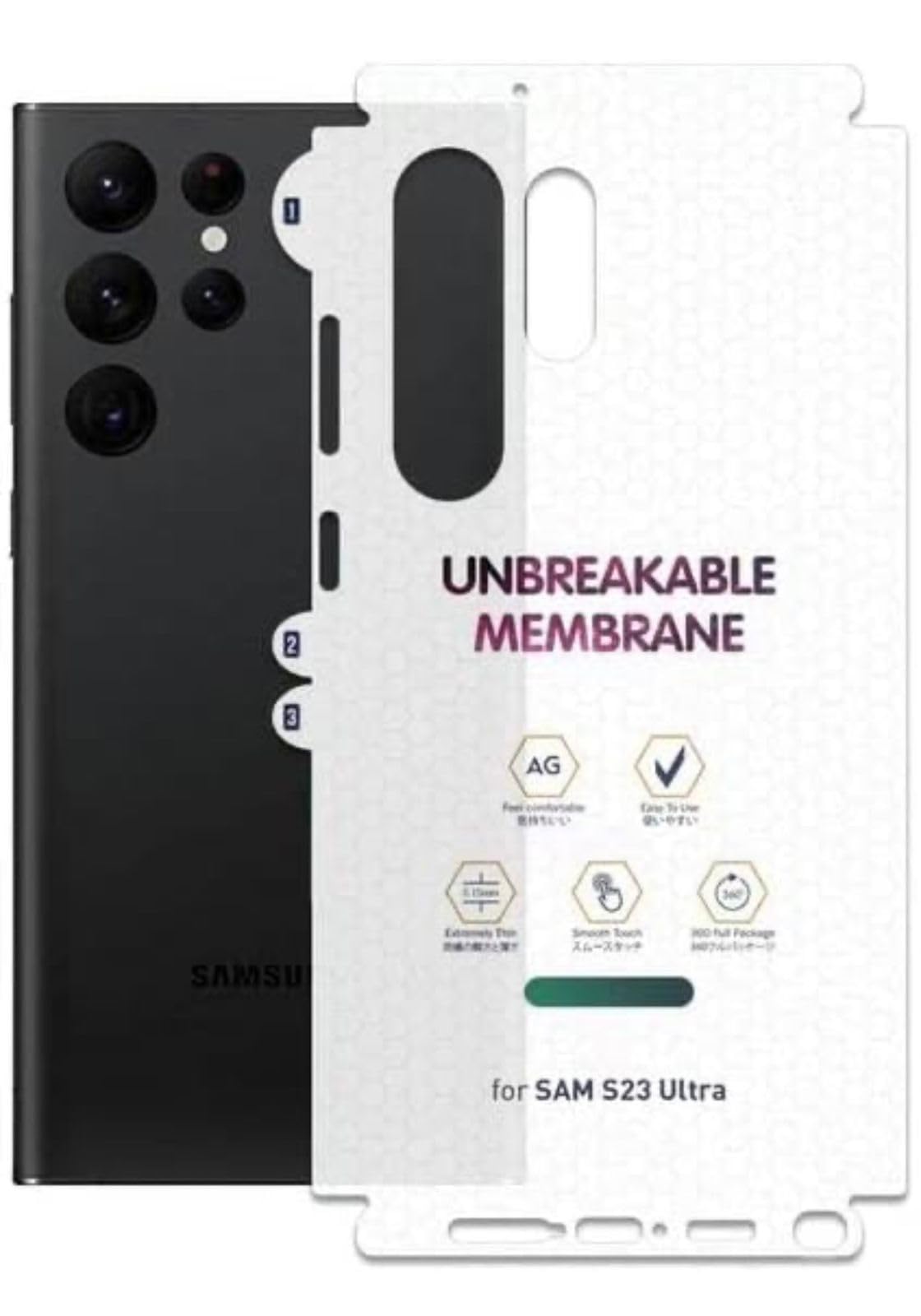 G.FIDEL Back Screen Protector Unbreakable Membrane Scratch Guard Transparent Protective Compatible with Samsung (Samsung Galaxy S23 Ultra) (B0CBQ1W5QP) Amazon Price History, Amazon Price Tracker