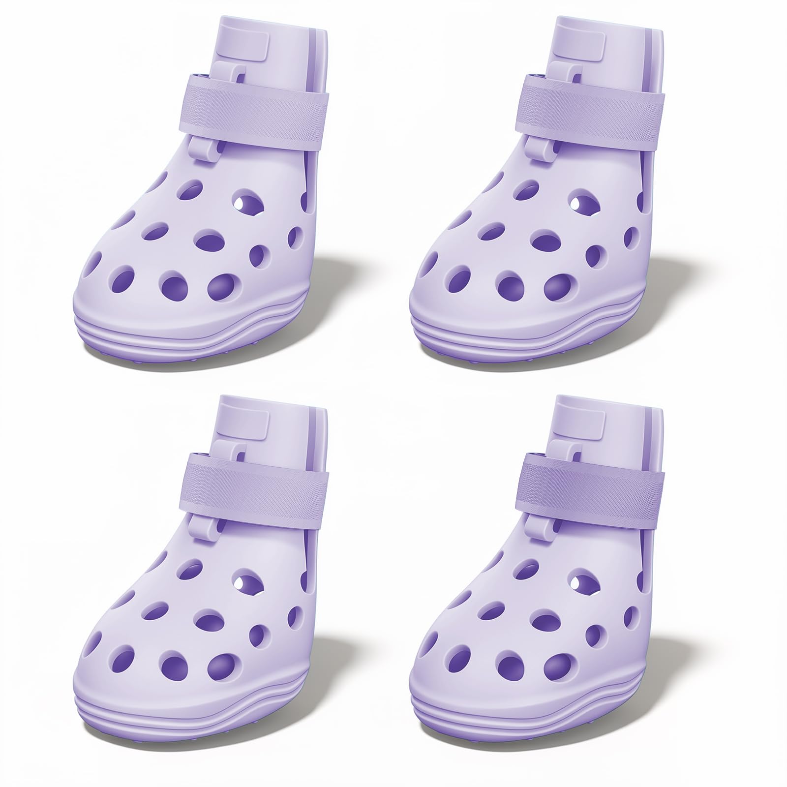 Dog Shoes for Hot Pavement, Breathable Dog Boots Paw Protectors with Adjustable Straps & Non-Slip Sole, Easy On & Off, Waterproof, Easy-Cleaning (Purple, M)
