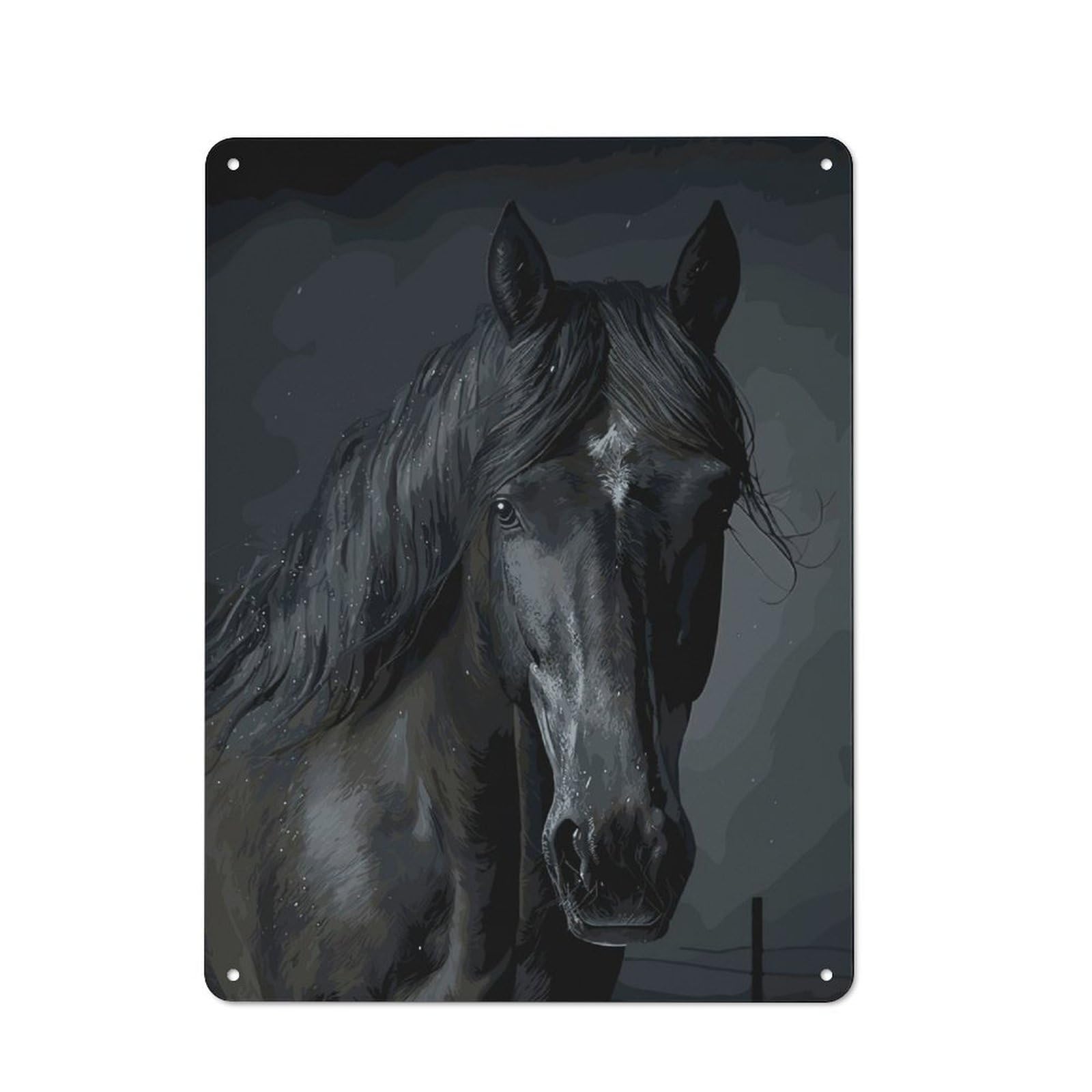 Junmoney Black Horse Vintage Metal Wall Sign 40X30cm For Garage Or Workshop, For Metal Sign Collectors, For Garage And Workshop Walls