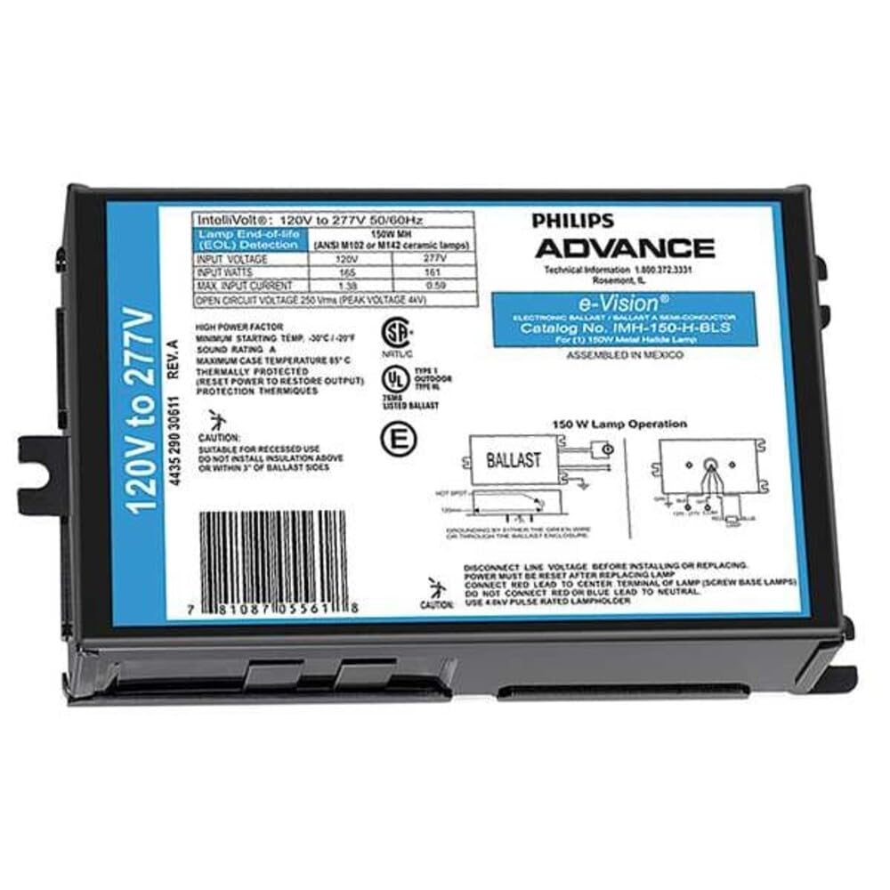 Advance HID Ballast,Pulse Start,MH Bulb,150W IMH-150-H-BLS - 1 Each