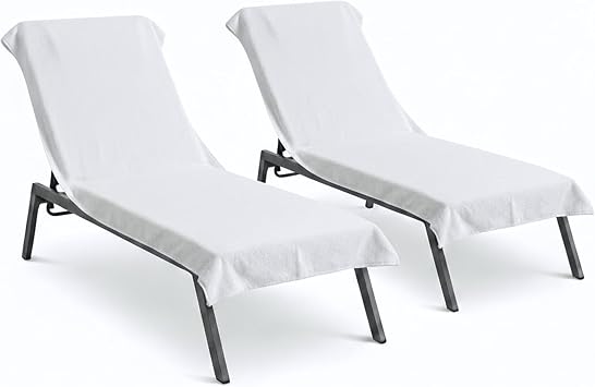 Black & White Brands Lounge Chair Towel Cover, 100% Turkish Cotton, 2-Pack