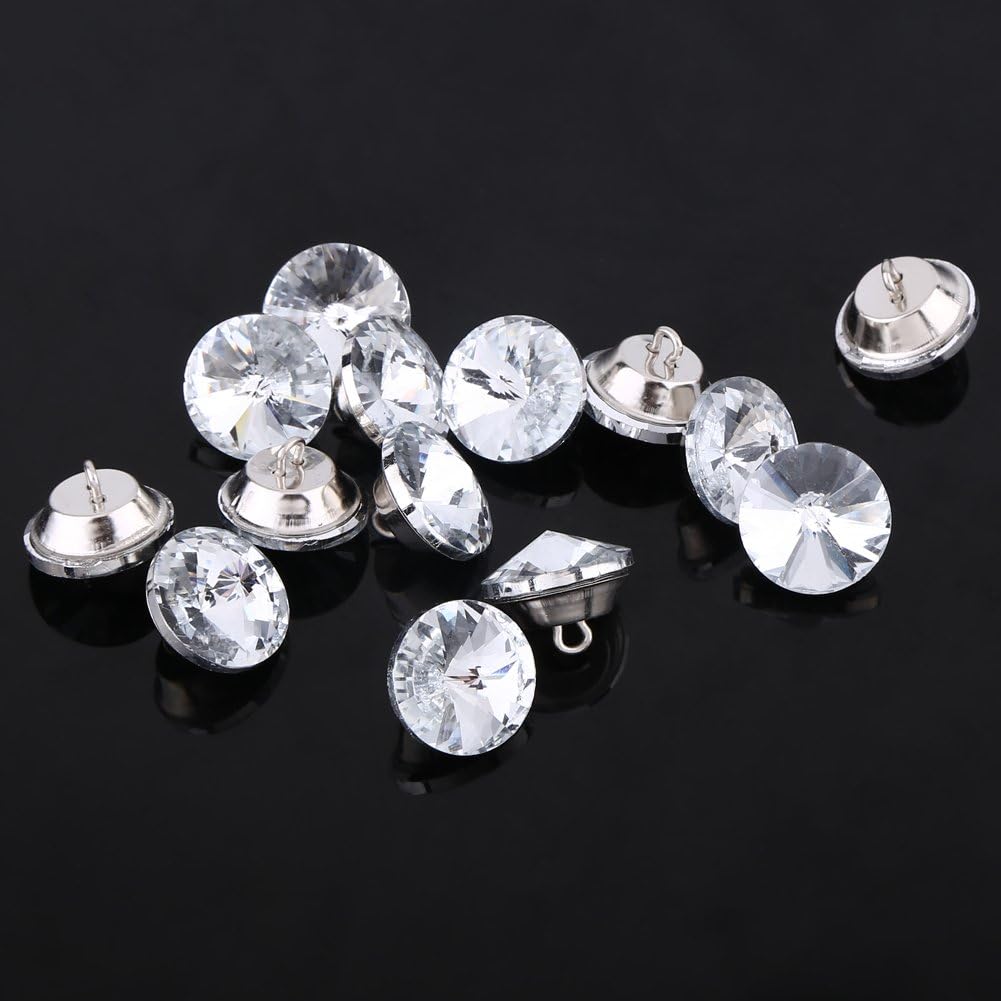 Crystal Upholstery Buttons 50Pcs 0.79" Clear Rhinestone Round Buttons with Metal Loop for Sofa Bed Headboards Furniture Decorative Sewing (50pcs 20mm)