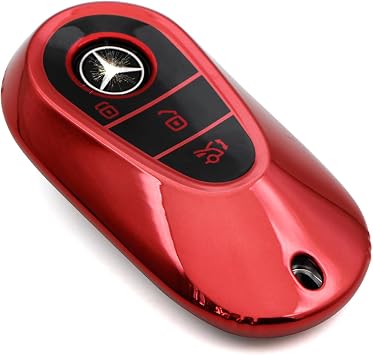 Creativity Suitable for Mercedes Benz key Cover accessories Red | Advanced soft TPU Key Case Suitable for Mercedes Benz 2022-2025 C S EQE EQS 2023-2025 GLC CLE SL 2024-2025 E smart key