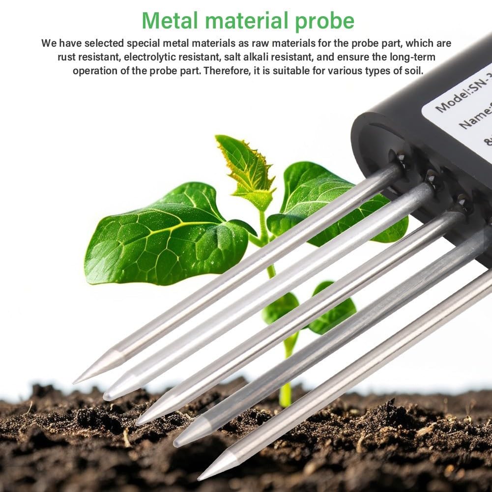 Sensor de suelo USB 7 en 1 para Android, IP68, impermeable, pH NPK, medidor de temperatura de humedad con aplicación, cable de 1,5 m para jardín y granja