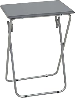 Housewares Portable Camping Table - Compact Small Folding Drink Coffee Fold up Table - Lightweight Collapsible Outdoor Table for Camp Picnic - Kitchen Work Top Table (Grey)