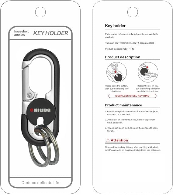 Men's Car Key Chain, Personalized Creative Stainless Steel Car Keychain for Men, Anti-Loss Heavy Duty Metal Key Ring
