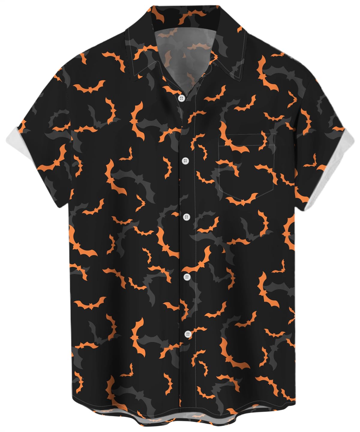 WHO IN SHOP Men's Halloween Shirts Cute Scary Horror Short Sleeve Button Up Shirt