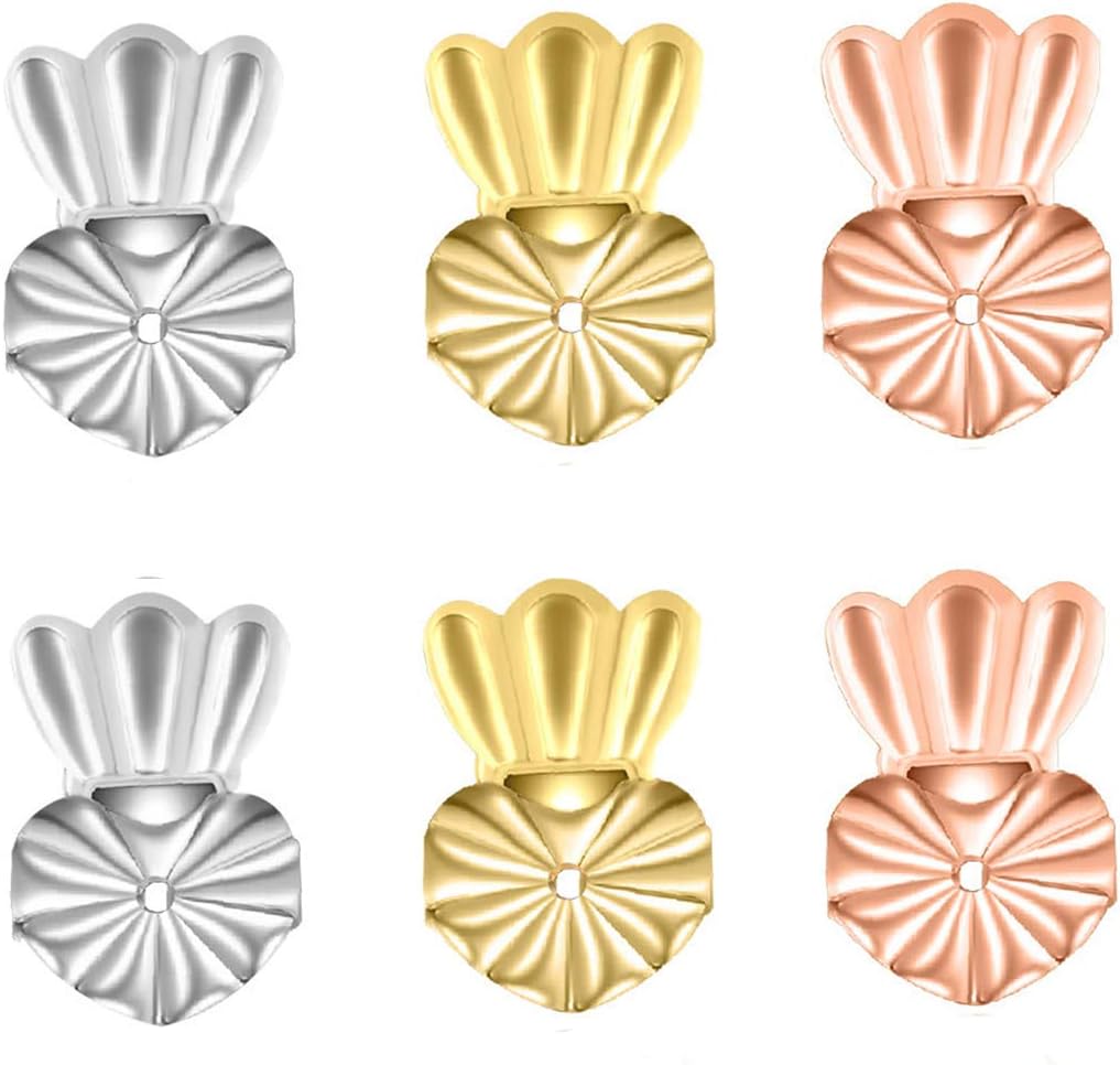Earring Lifters, Adjustable Ear Lifters, Safety Post Earring Backs Finding Jewelry Making Fit All Post Earrings (Silver/Gold/Rose Gold Plated)