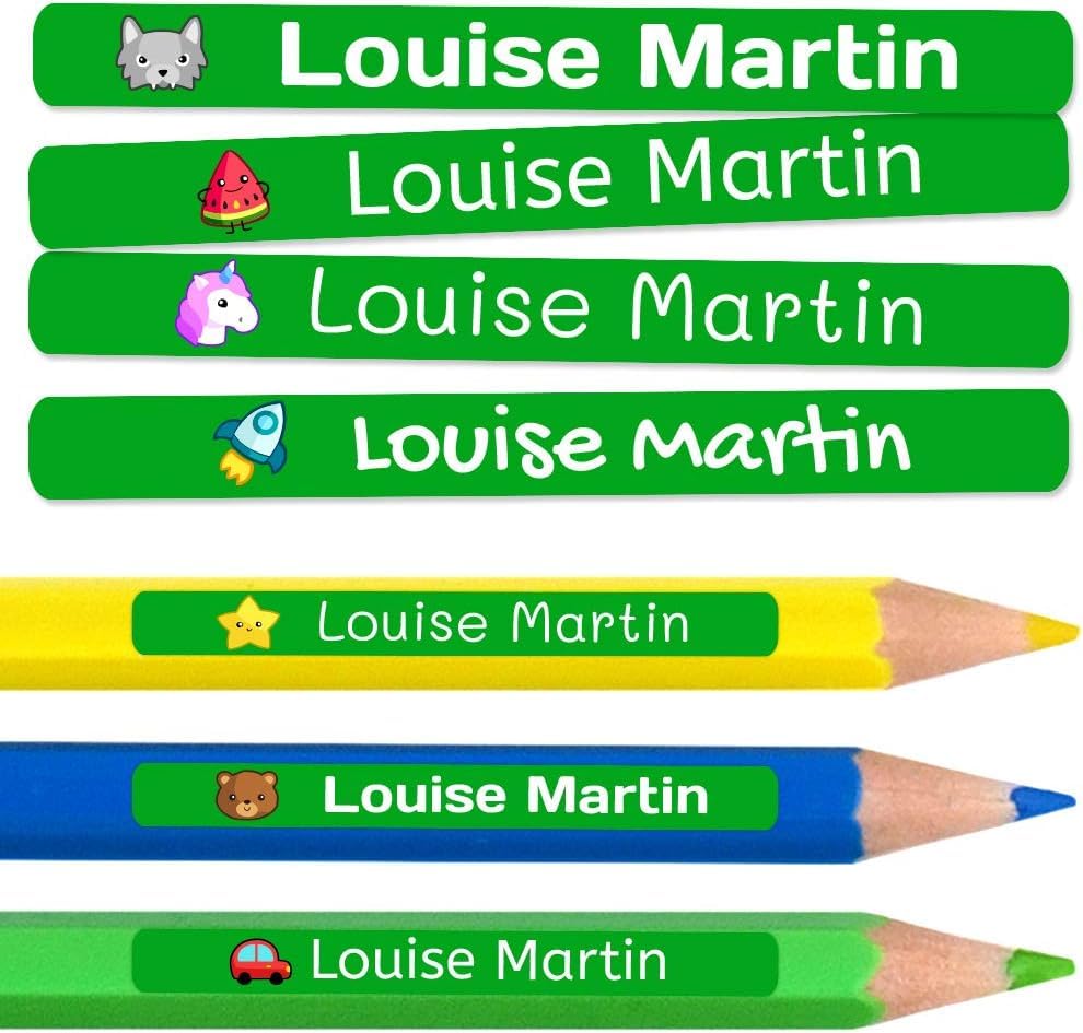 500 Personalised Sticky Labels for Pencils and Ballpoint Pens School Stickers with Name for Marking Items Waterproof Stickers for School and Nursery Dimensions 4.6 x 0.6 cm — image 1