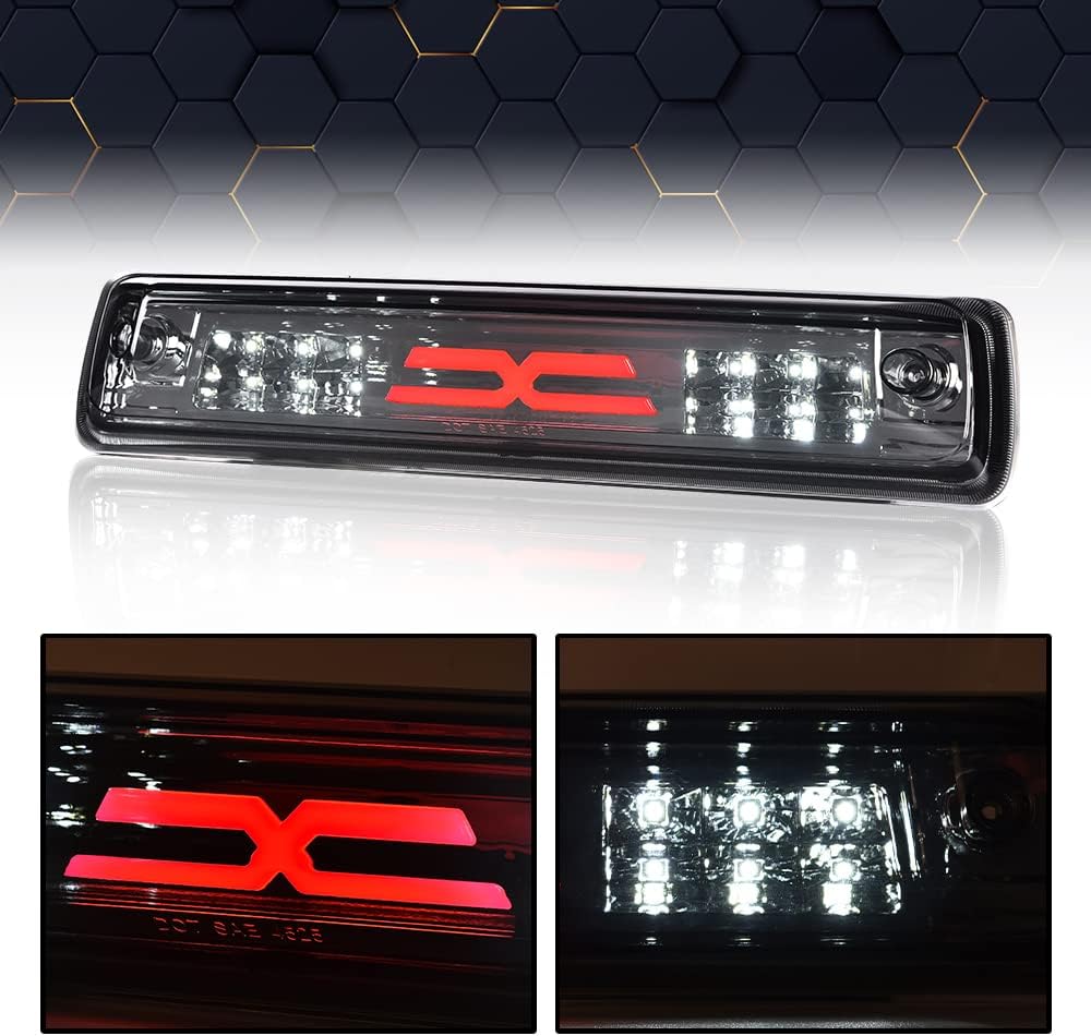 PIT66 3rd Brake Light, Compatible with 2015-2018 Colorado/Canyon X Type Led Bar High Mount Stop Light Rear Tail Cargo Lamps Tea Cover White Housing
