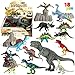 Joyin Toy 18Piece 6" to 9" Educational Realistic Dinosaur Figures with Movable Jaws Including T-Rex, Triceratops, Velociraptor, Etc