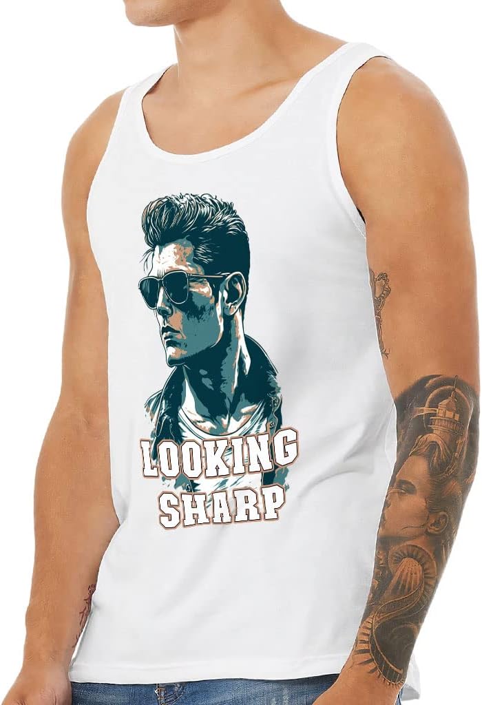 Looking Sharp Tank - Retro Style Workout Tank - Quote Design Jersey Tank