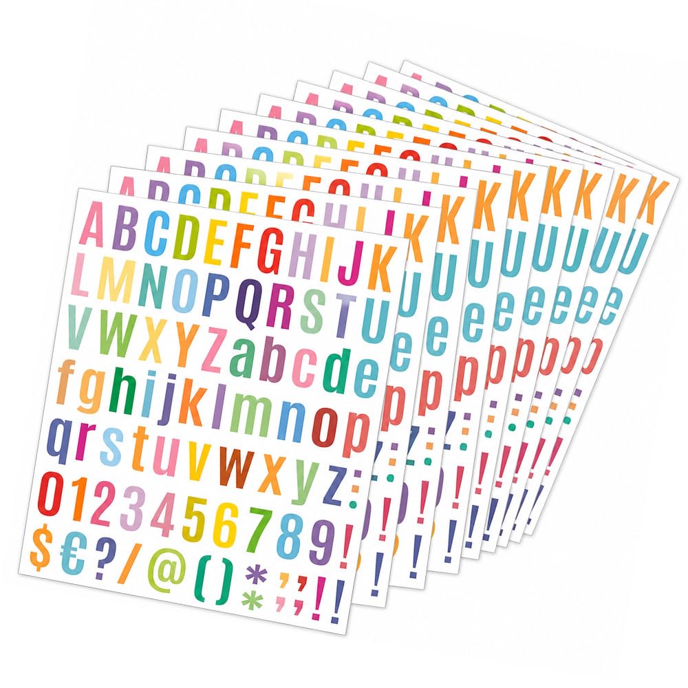 12 Pack Colourful Letter & Number Stickers