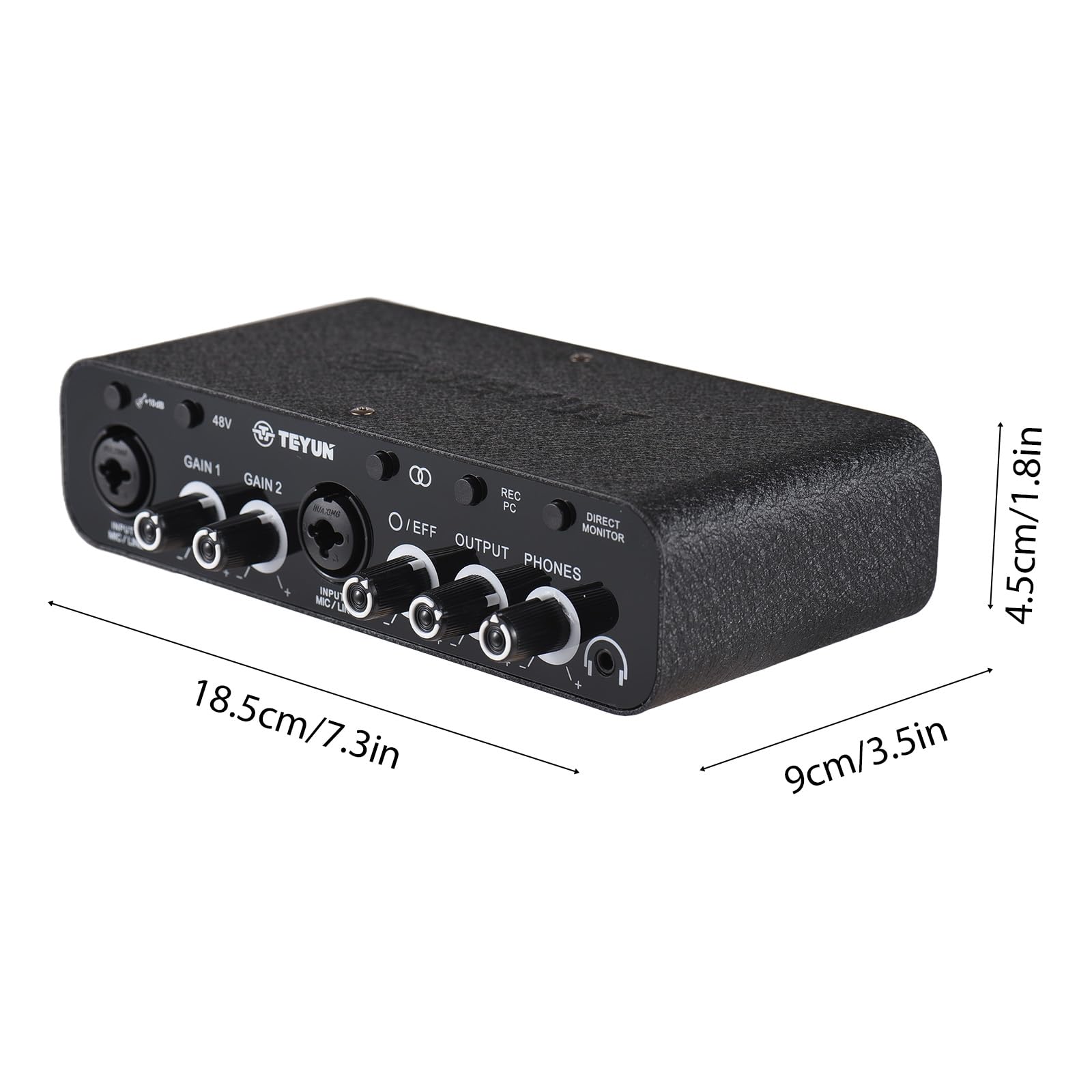 Interfaz de audio USB para grabación Tarjeta de sonido con doble XLR Alimentación de 48 V Efecto de reverberación Plug 384 KHz para transmisión de podcasts Vocalista de karaoke en línea