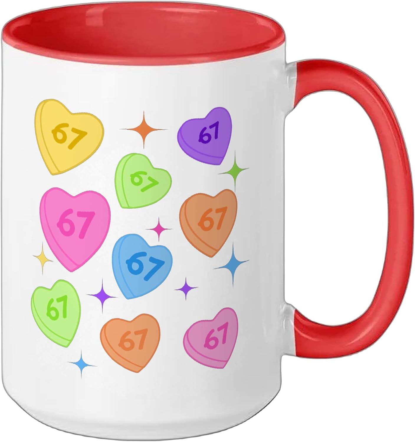 Six Seven Candy 67 Valentine 67 Funny 67 Valentine Ceramic Mug, Red/White, 15oz image 2