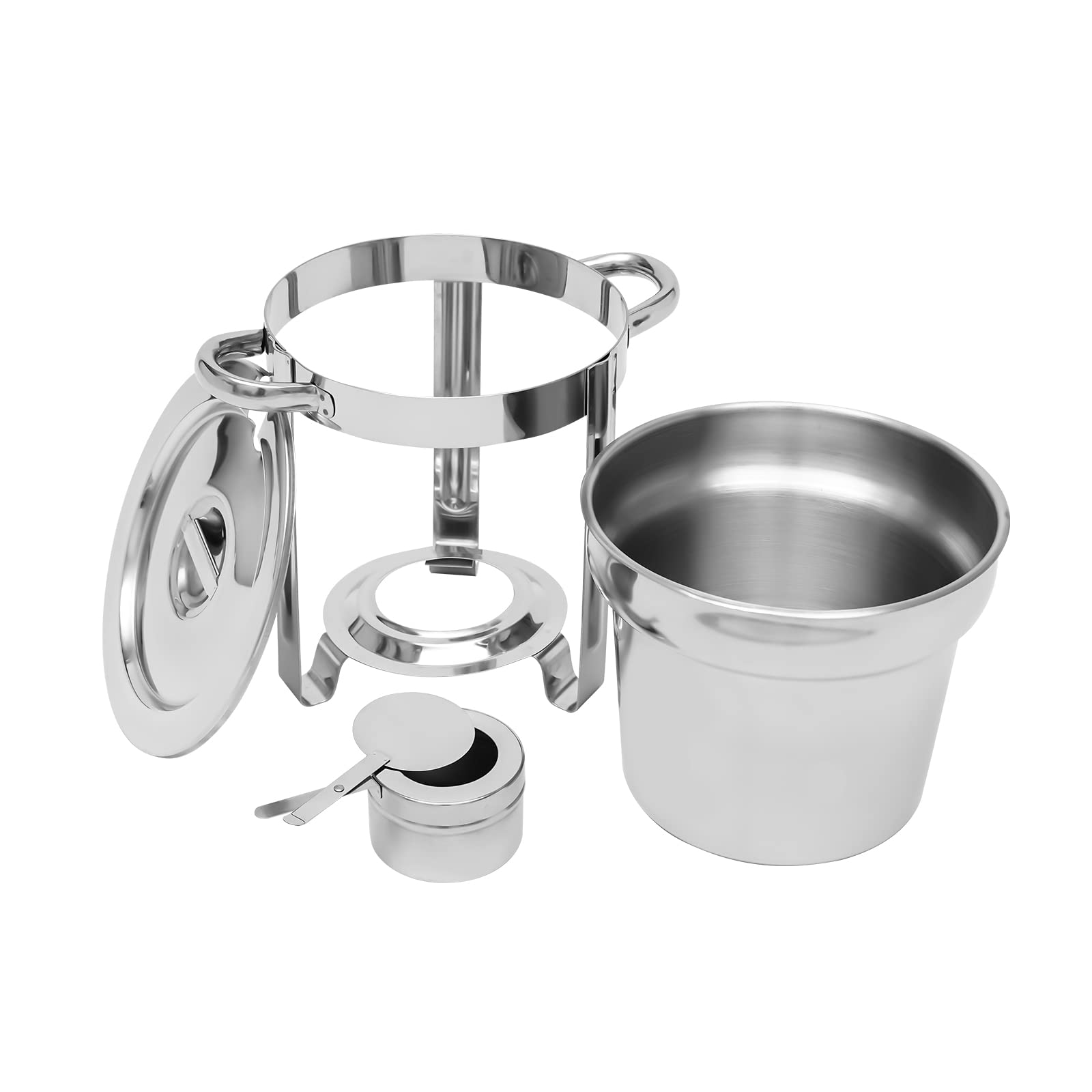 Chafing Dish in acciaio inox, rotondo, scaldavivande in acciaio inox con vassoio e coperchio, 7 l, scaldamuscoli per buffet catering gastro e feste