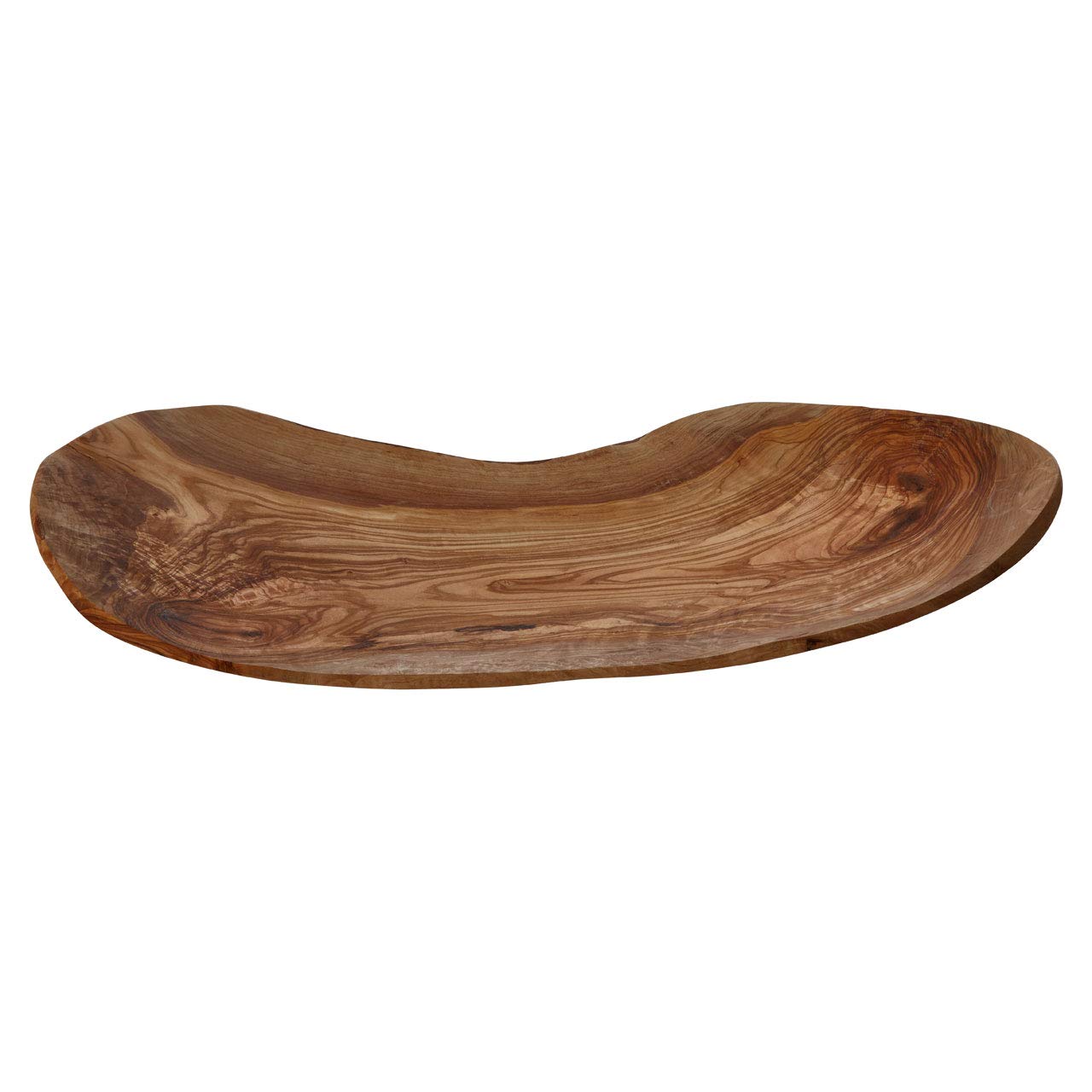 Kora Large Olive Wood Fruit Tray - Brown - Natural Grain Pattern - Organic Accent