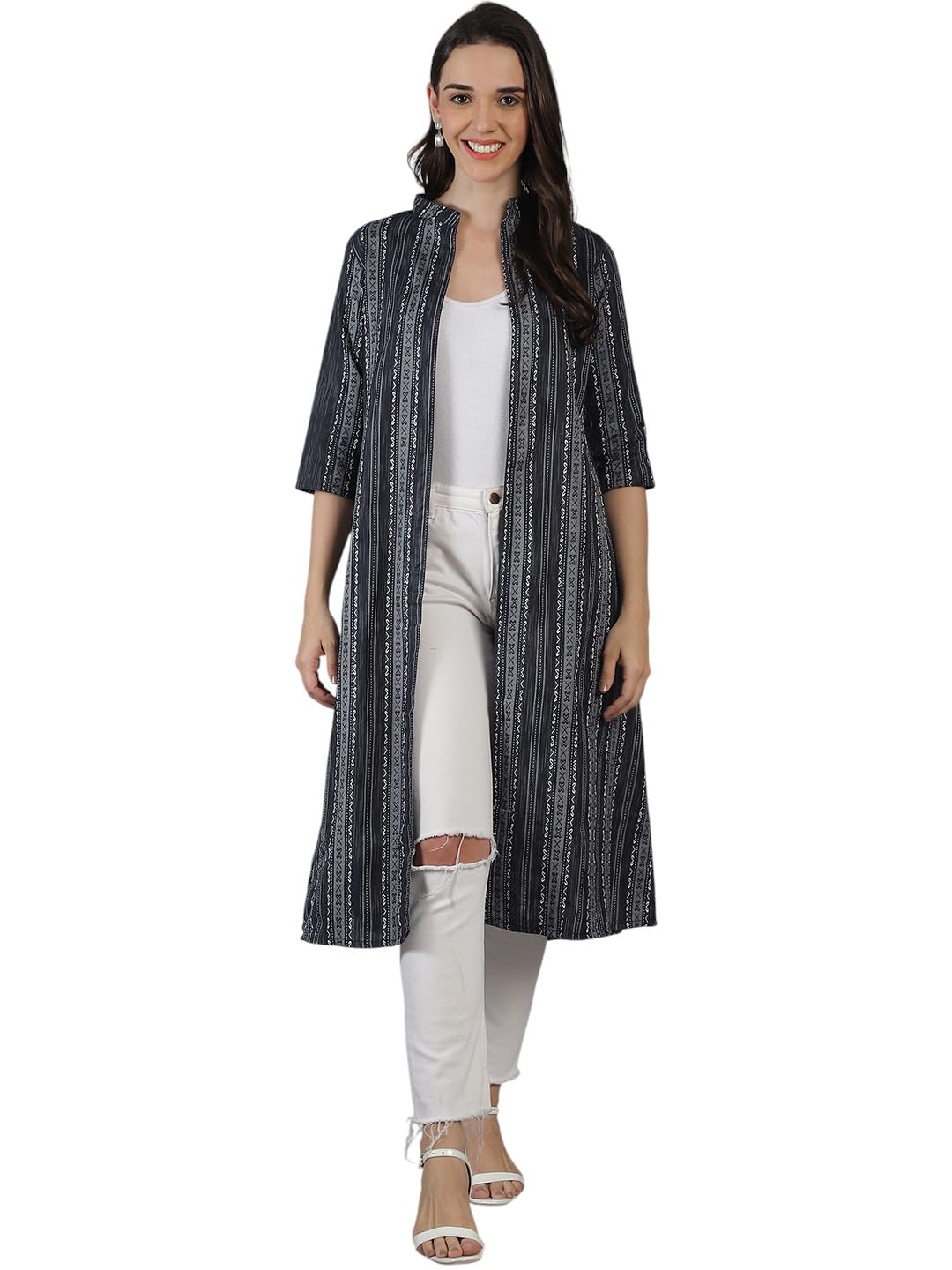 enchanted drapes Grey Printed Women's Cotton Shrug-picture-19