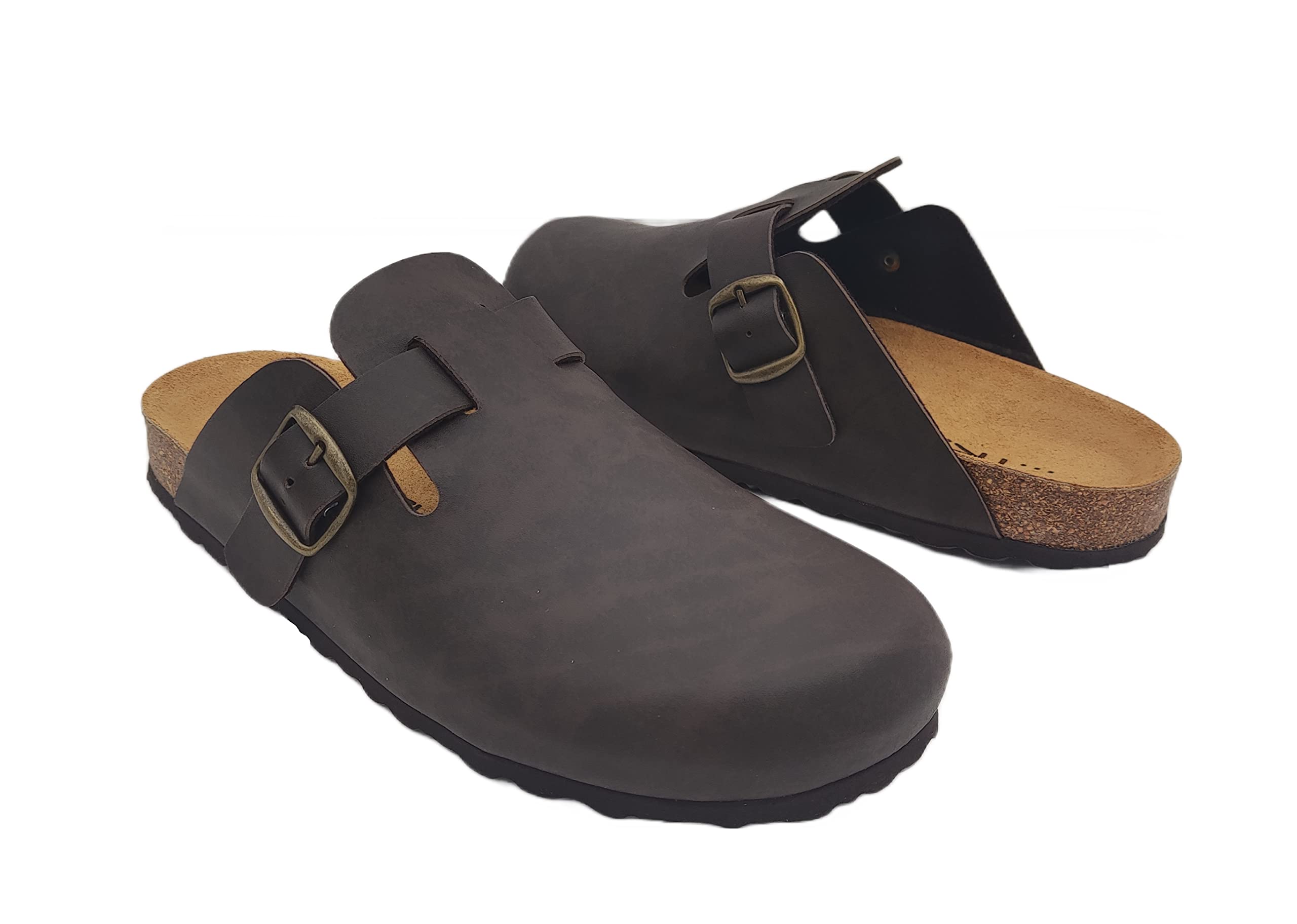 Tratti Meravigliosi Sabot Uomo in Pelle Ecologica Ciabatte Chiuse Invernali Estive Zoccoli da Passeggio, Casa e Giardino Fascia Regolabile Prodotto Ecosostenibile Made in Spain
