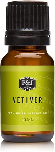 P&J - Aceite de fragancia Vetiver, 0.3 fl oz, aromas para velas, fabricación de jabón, aceite difusor, aromas frescos