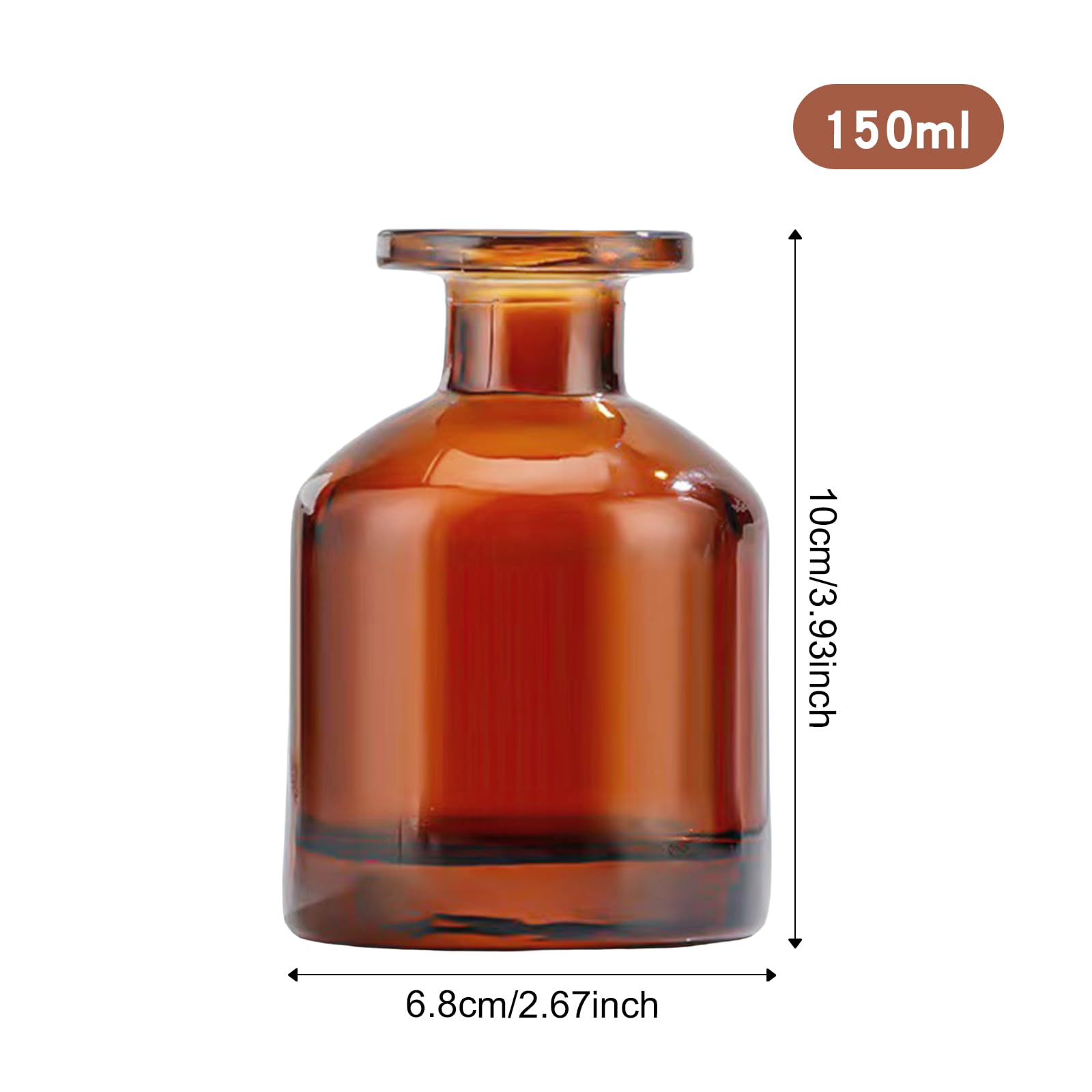 2 szklane butelki z dyfuzorem, 150 ml czarny szklany dyfuzor słoik okrągły słoik na olejki eteryczne, zapachowe dyfuzory olejków eterycznych do łazienki domowej (brązowy)