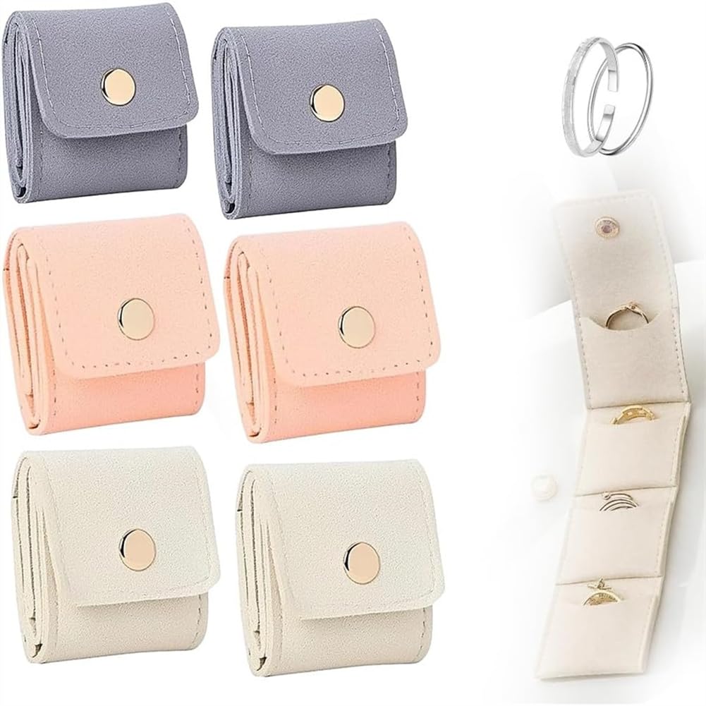 Vjsujehgy Mini Jewelry Bag, Foldable Design, with Multiple Compartments, Portable Storage for Earrings, Necklaces, Bracelets