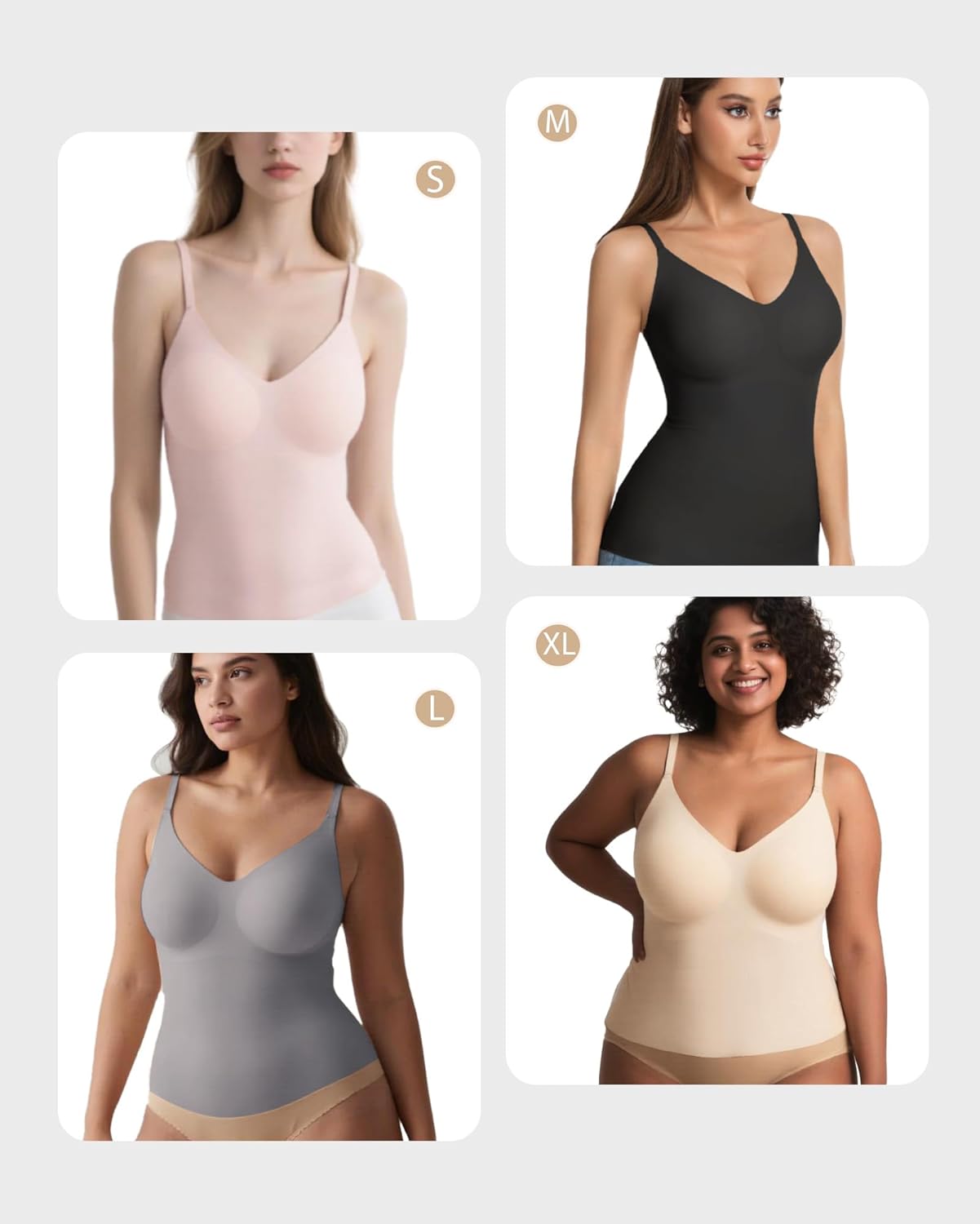 Vinfact V-Neck Lace Seamless Camisoles Tank Tops with Built in Bra for Women Summer Workout Going Out Tankini Camis - Image 2