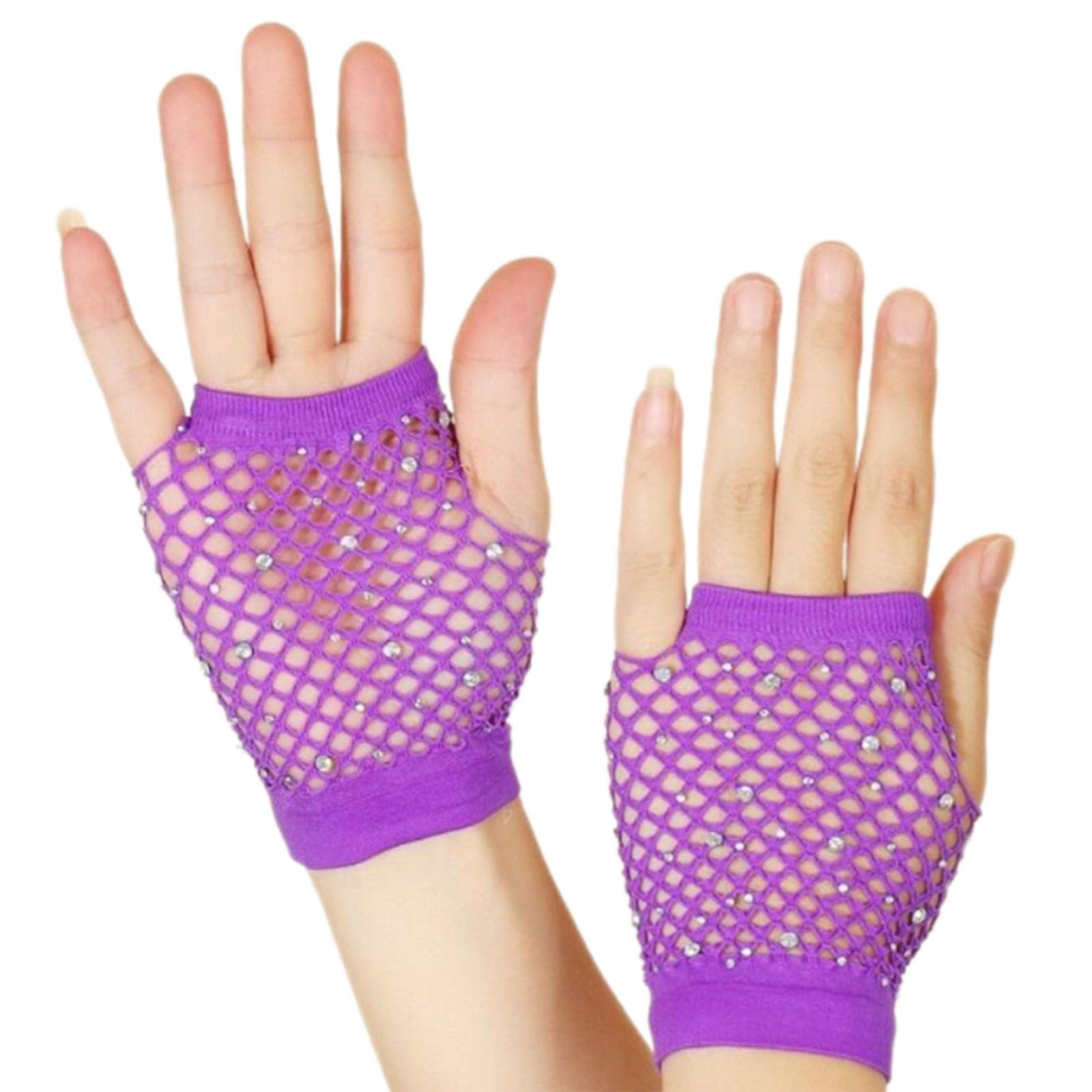 MICFENY Sparkling Short Mesh Gloves For Nightclub Dance Event Outdoor Comfortable Half Finger Wear